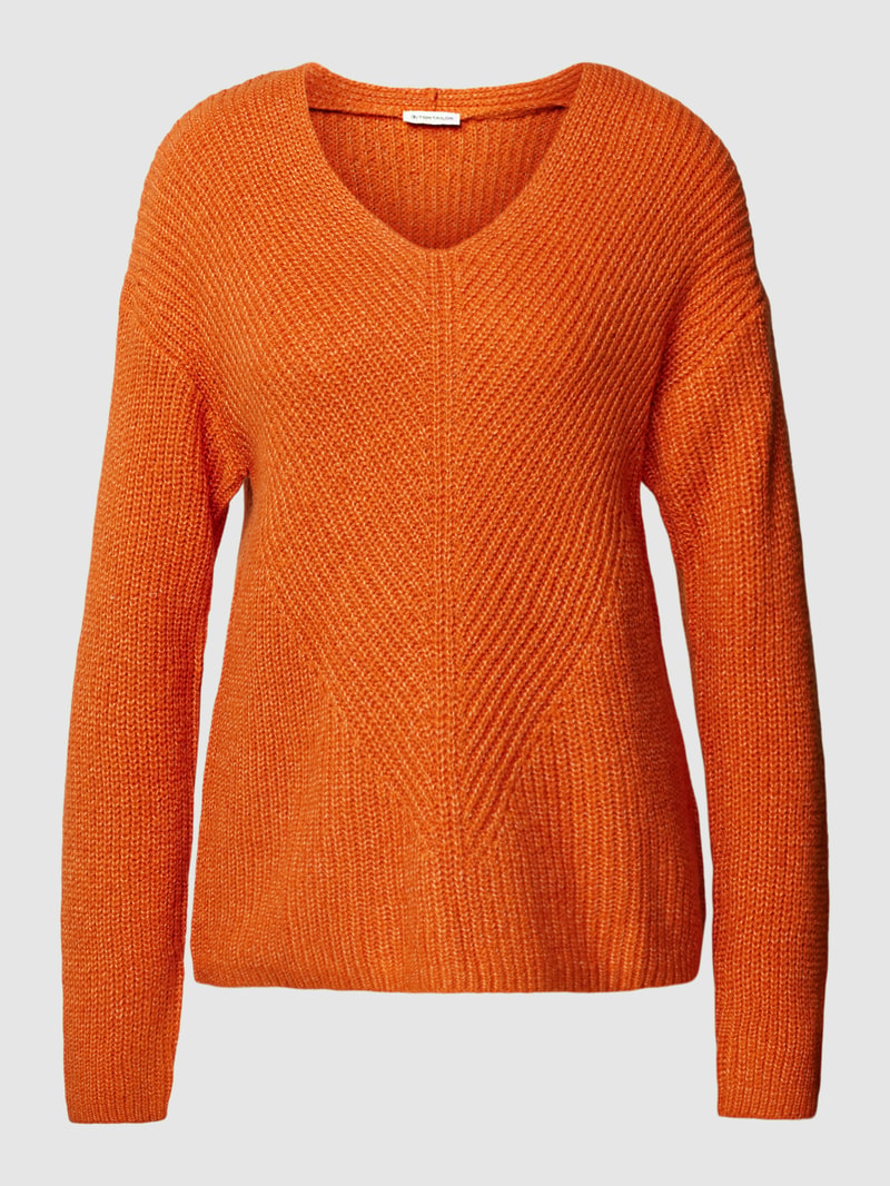 Strickpullover mit überschnittenen Schultern in dunkel orange