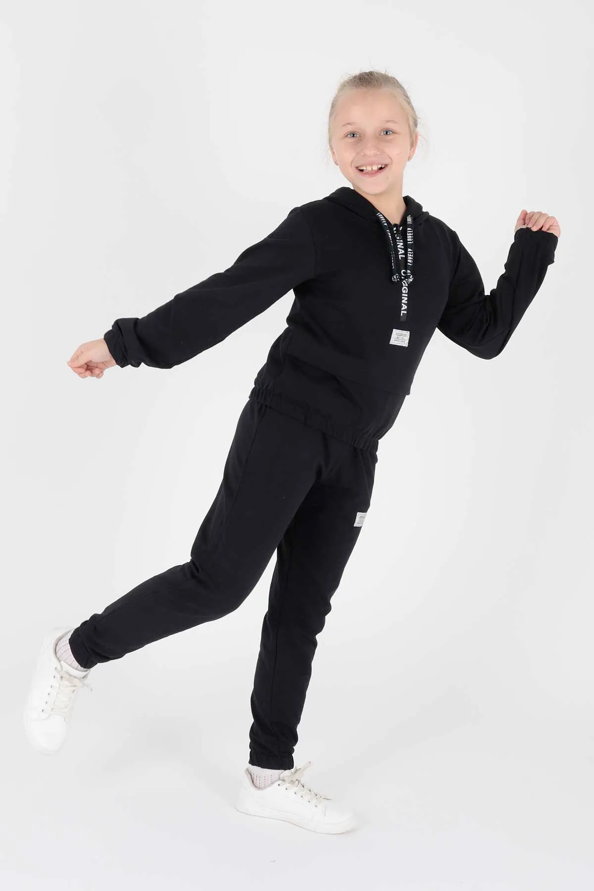 AHENGİM  Junges bedrucktes Trend-Trainingsanzug-Set für Mädchen Ak2233