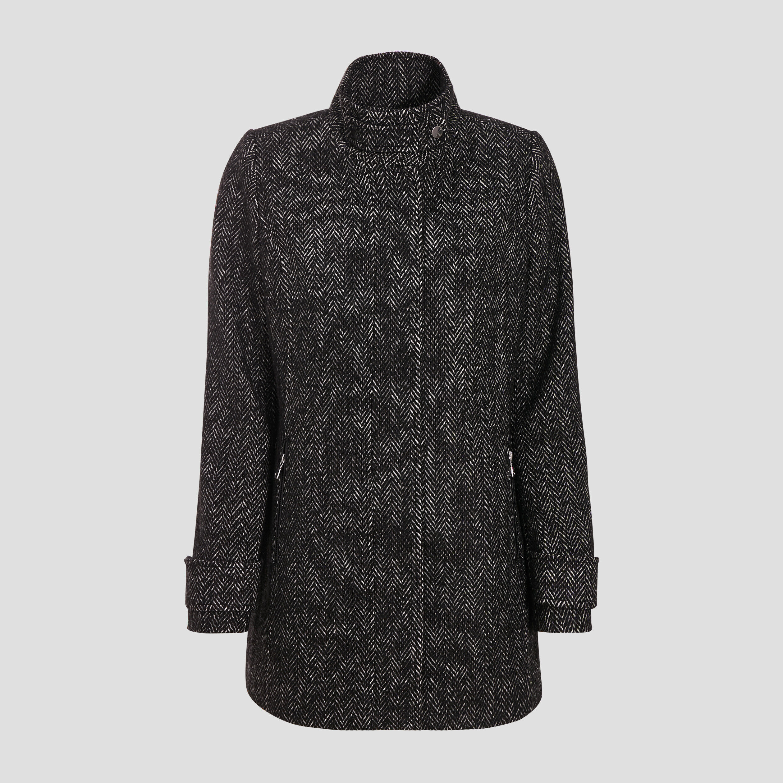 Manteau droit zippé noir femme | Cache Cache