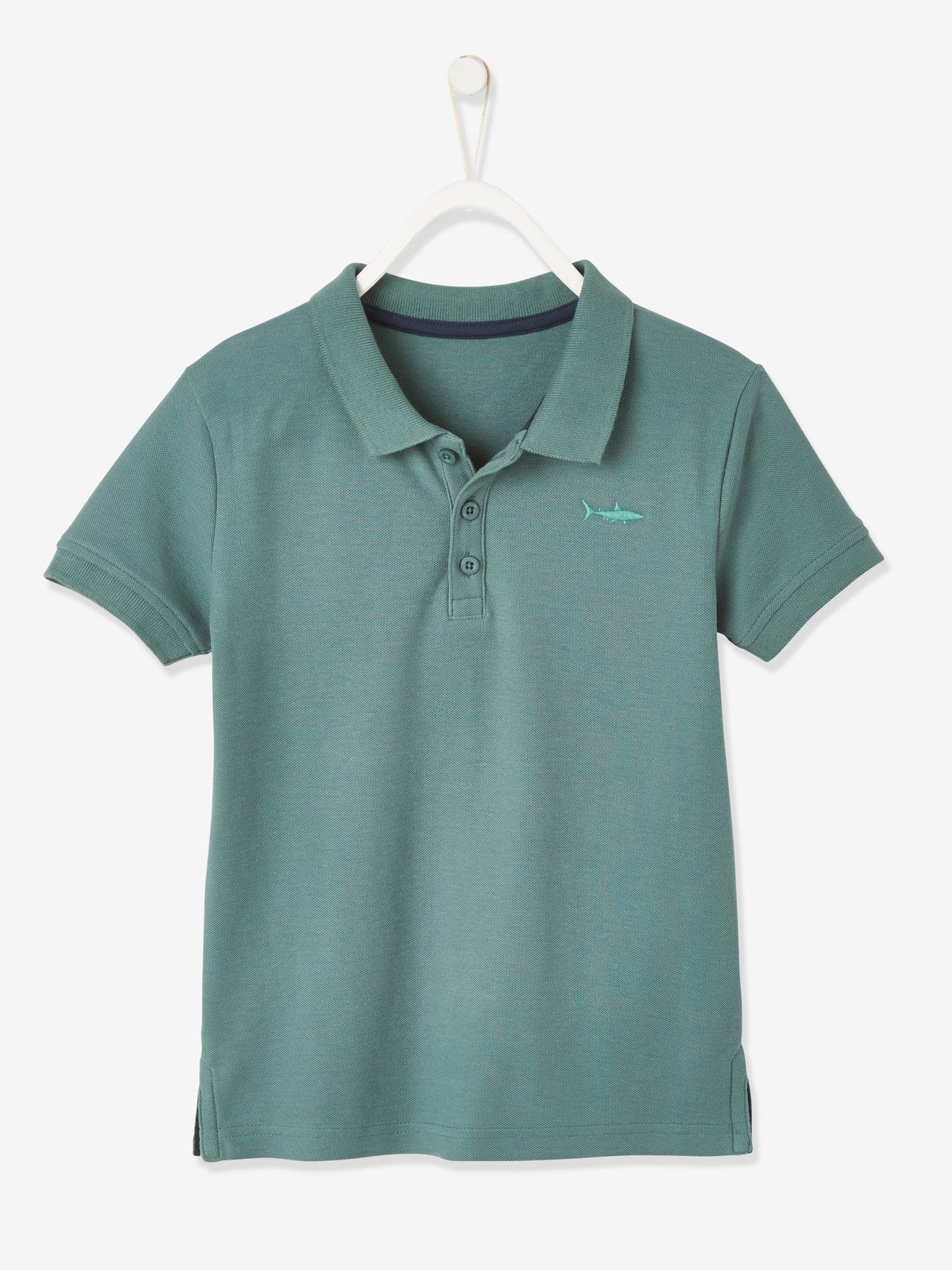 Polo manches courtes broderie poitrine garçon jaune pastel