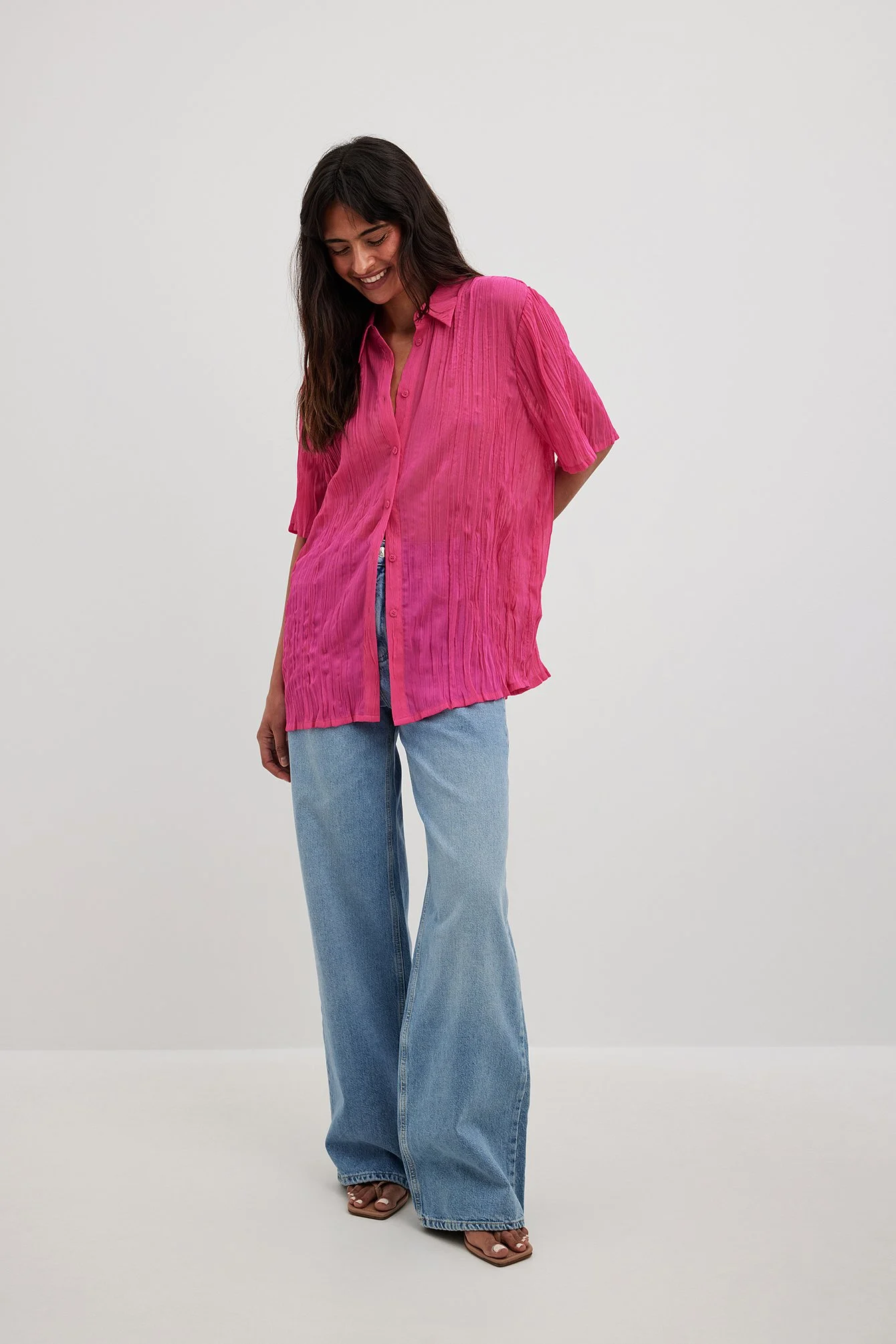 Strukturiertes Oversize-Shirt mit kurzen Ärmeln