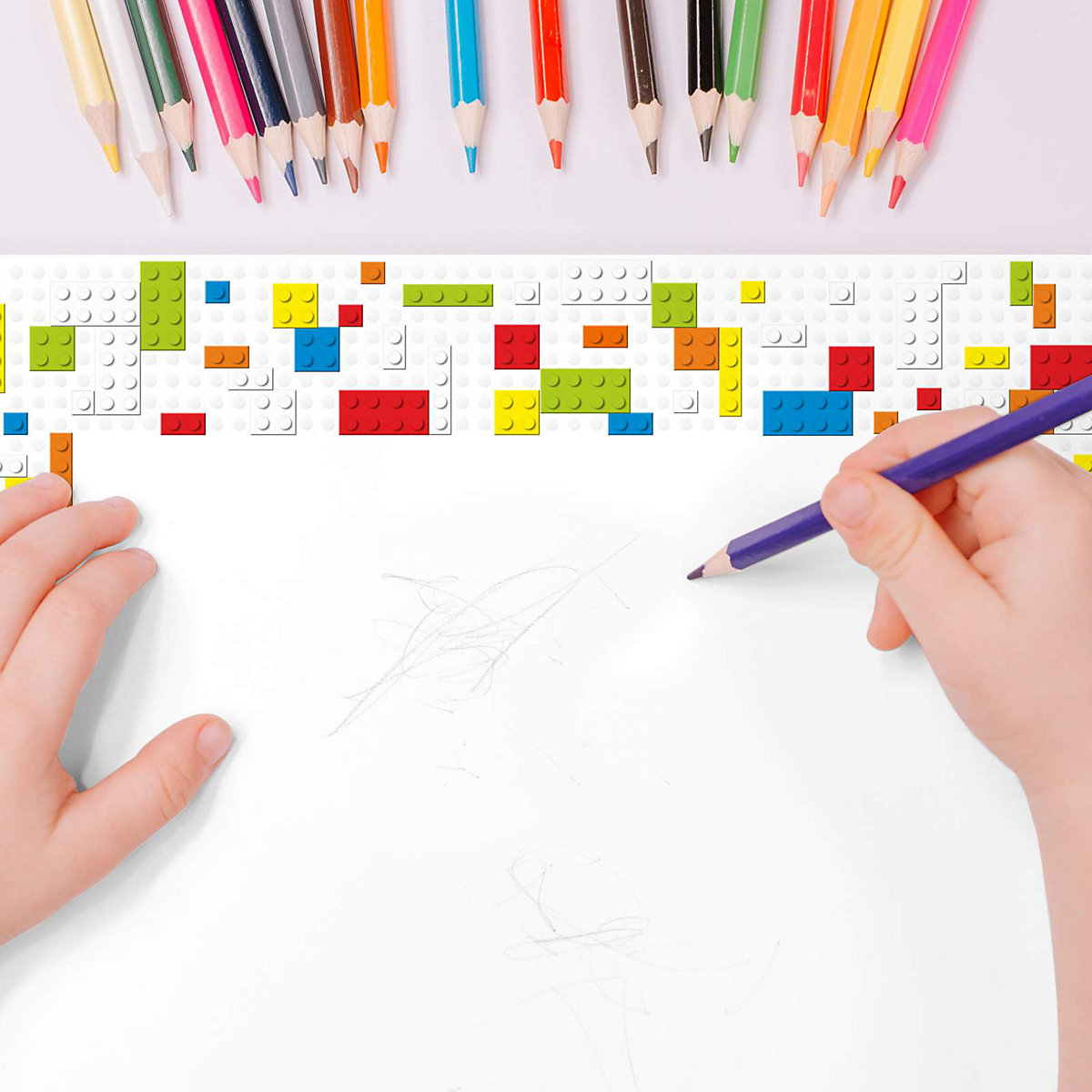Papierunterlage A2 Schreibtischunterlage Bausteine bunt Schreibtischunterlagen