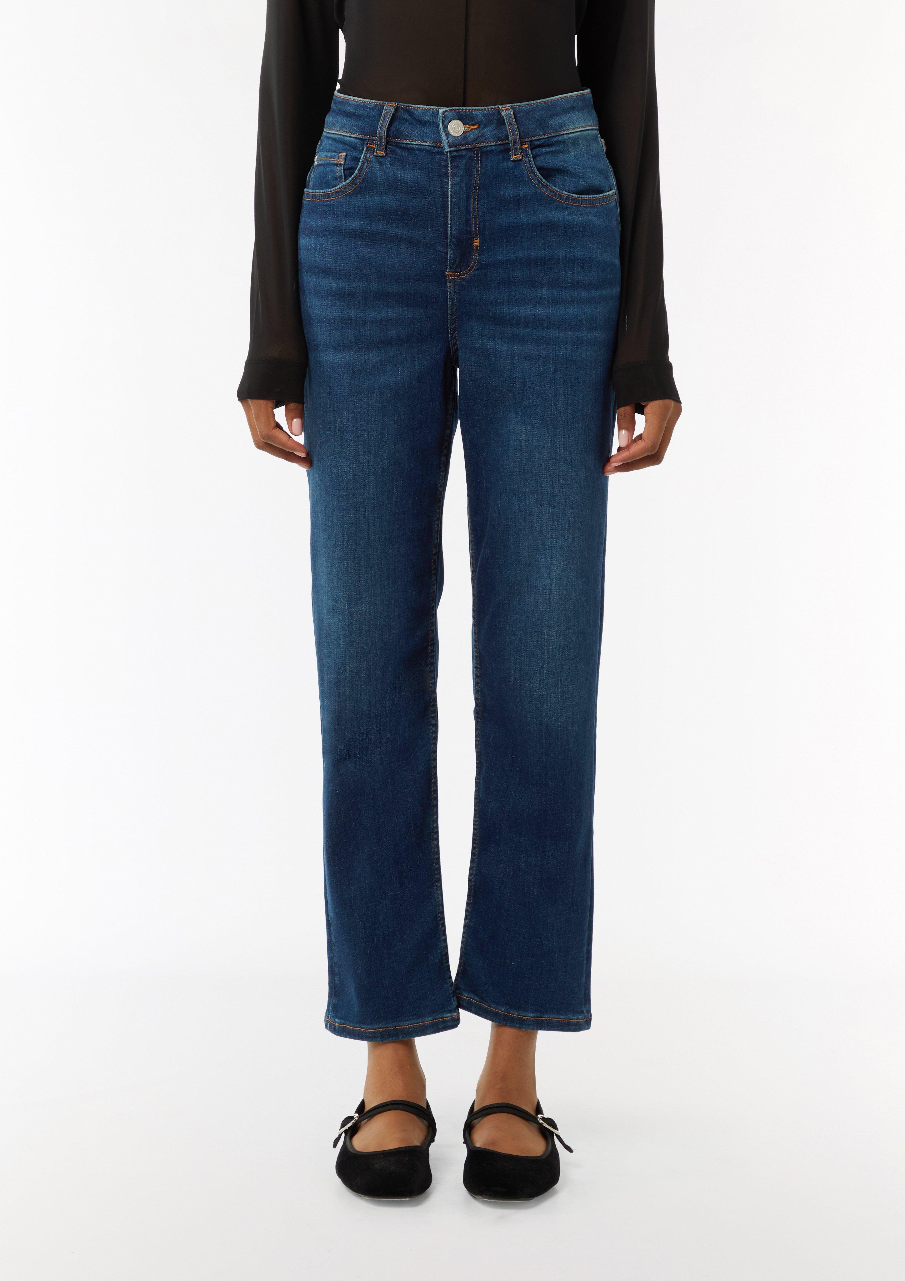 Ankle-Jeans aus Baumwollstretch mit geradem Bein - dunkelblau