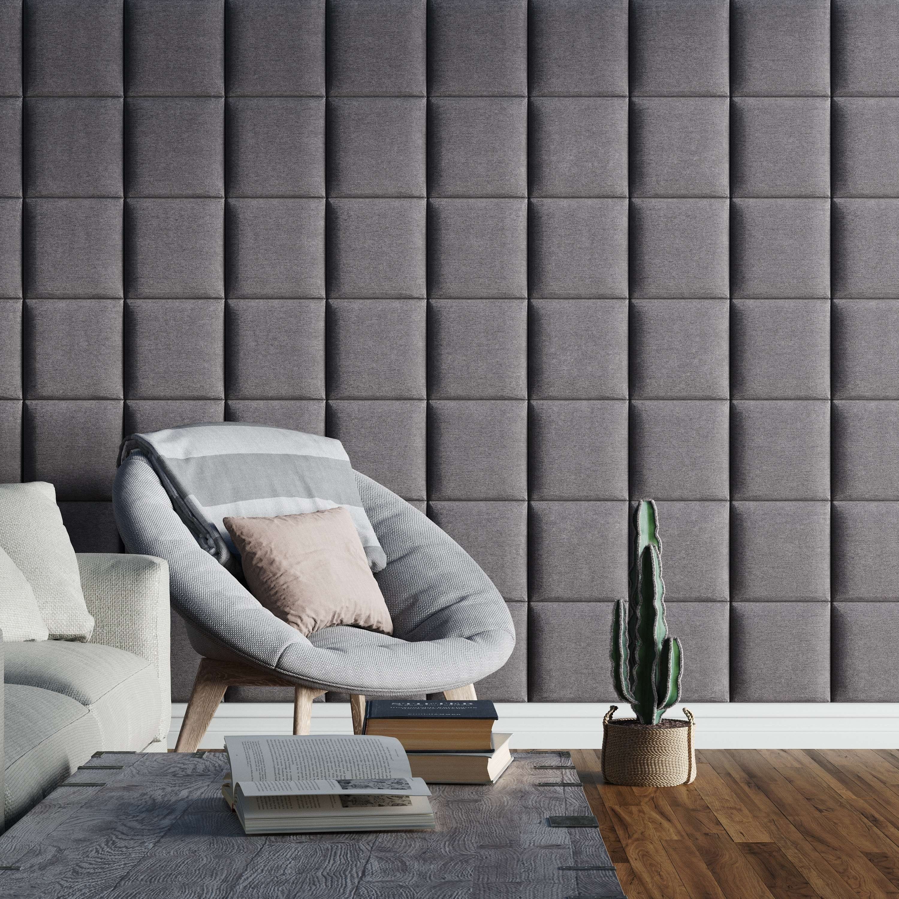 softwalls Kopfteil Wandkissen Velour - Kopfteil Bett - Polster, Dunkelgrau - 30x30, (1 St., 5 (sehr gut), Schalldämmend