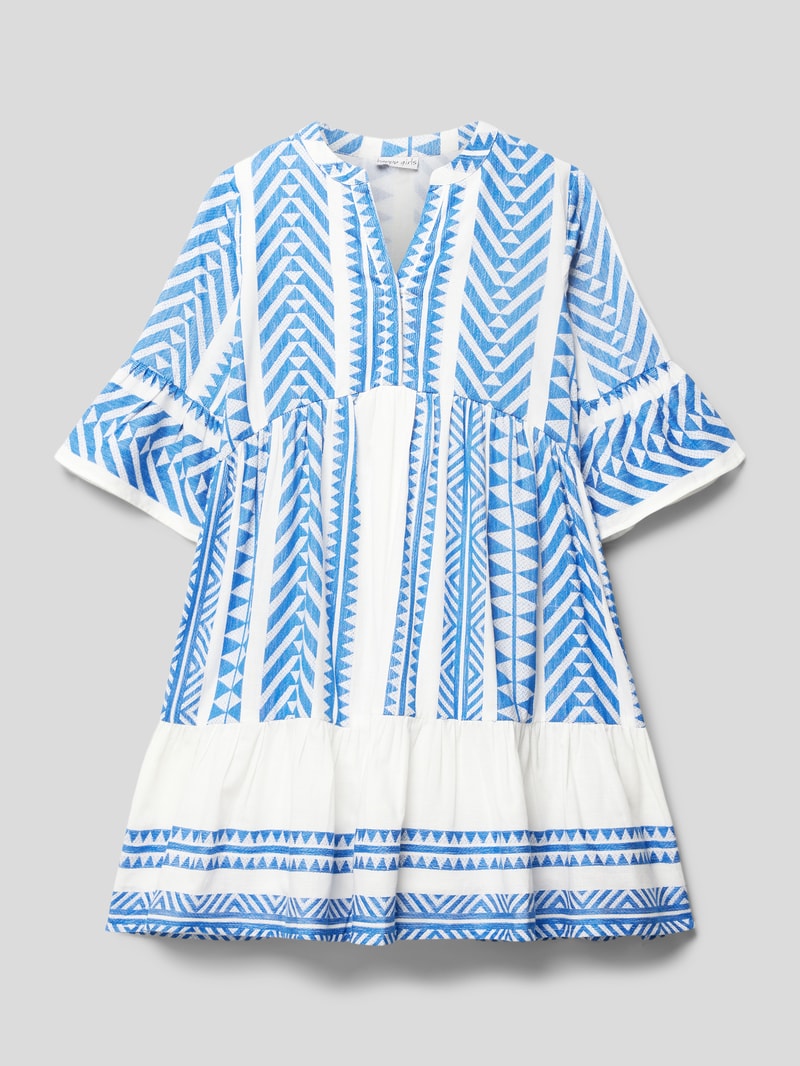 Kleid mit Allover-Muster in blau