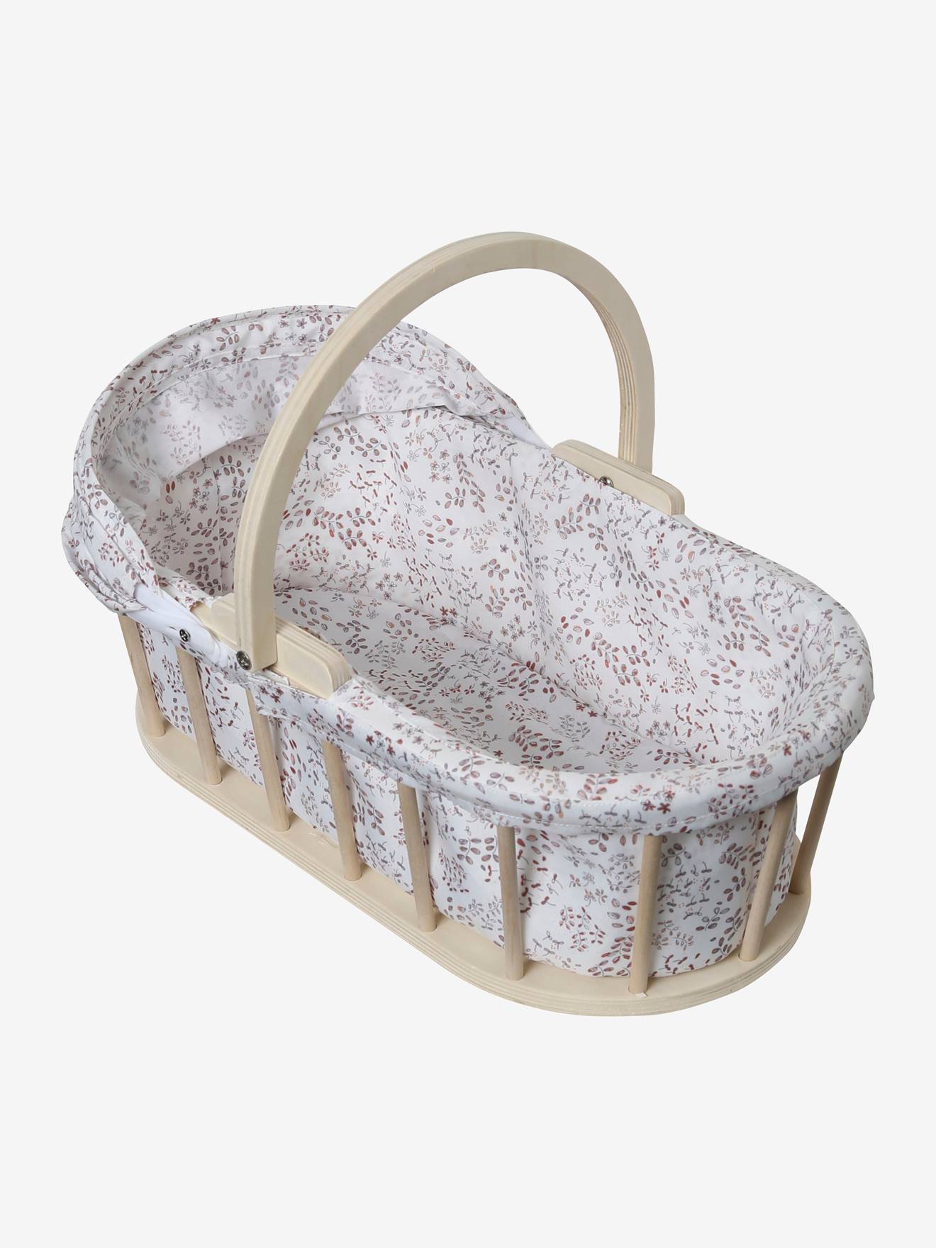 Couffin pour poupon en bois FSC® et tissu beige