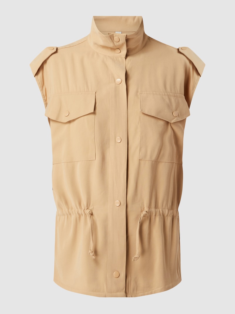 Weste mit Druckknopfleiste in camel meliert