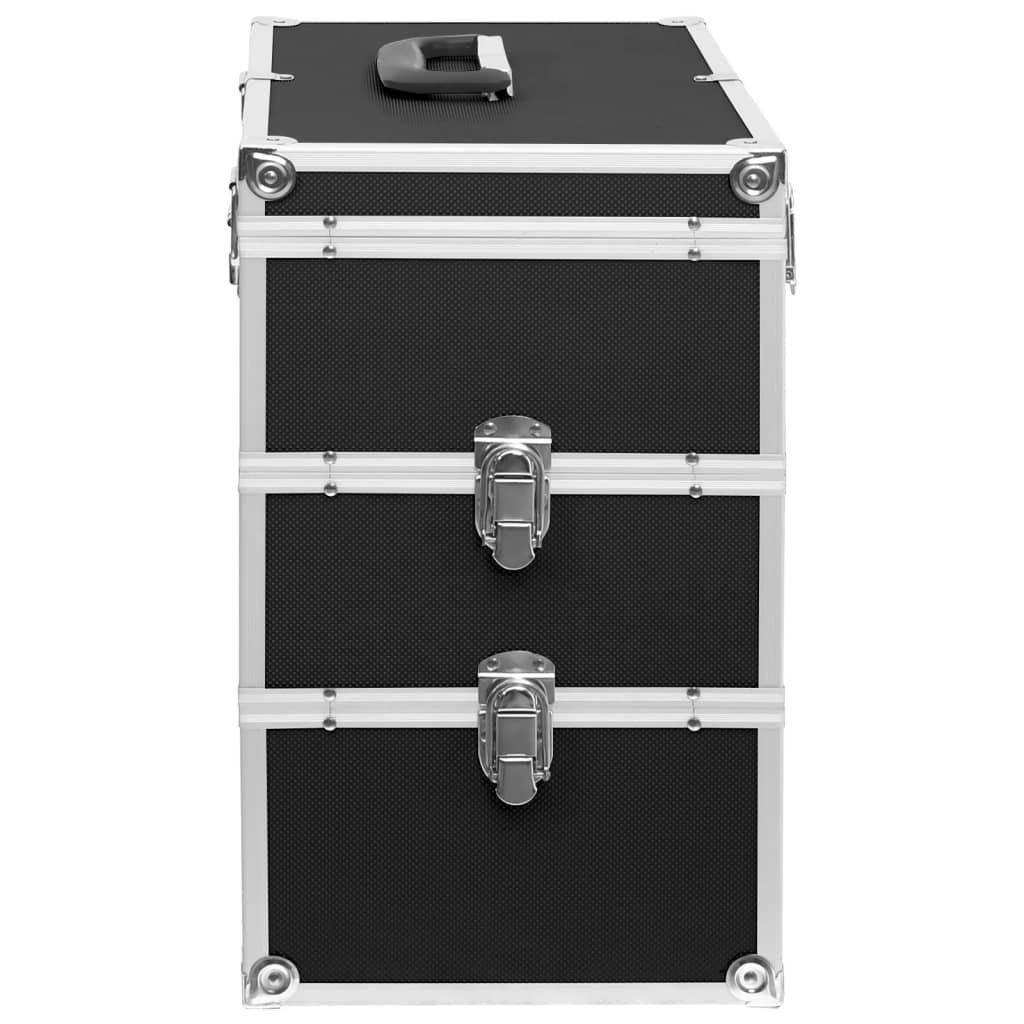 vidaXL Kosmetikkoffer Kosmetikkoffer 37x24x40 cm Schwarz Aluminium