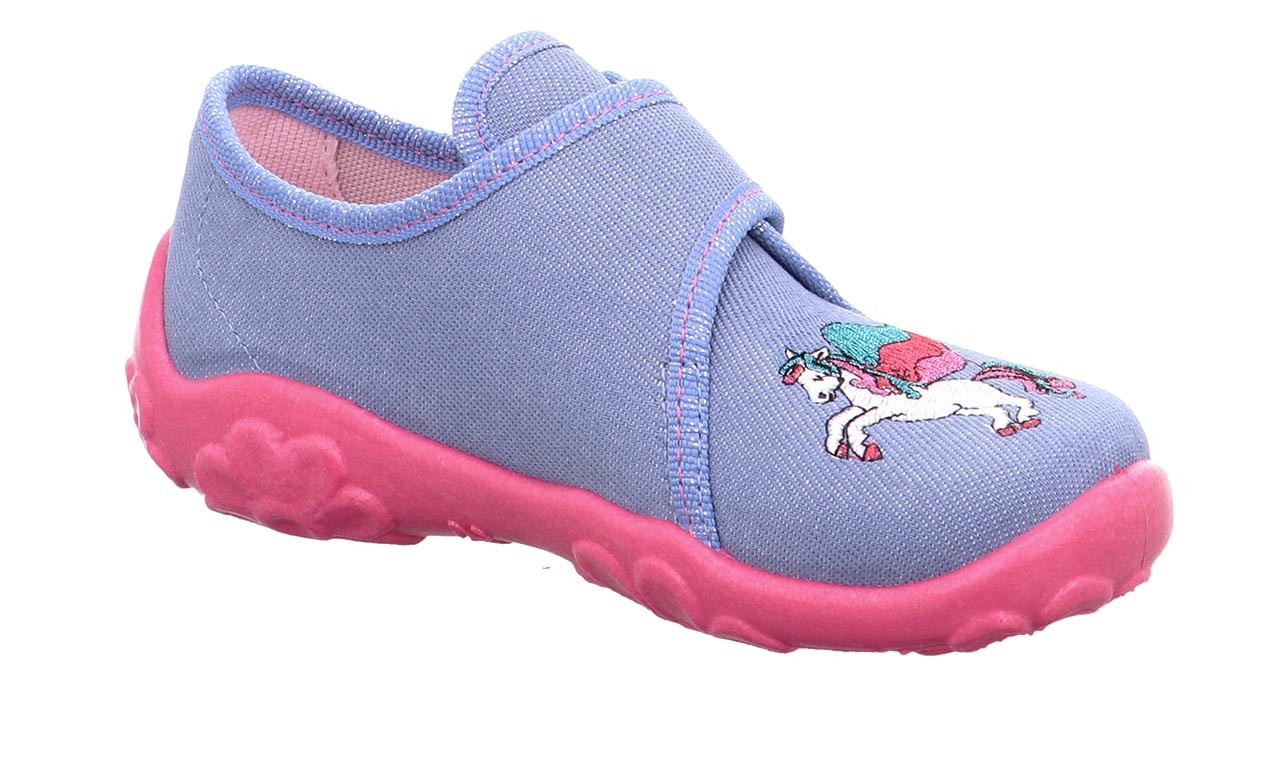BONNY - Blau/Pink Hausschuh mit Klettverschluss