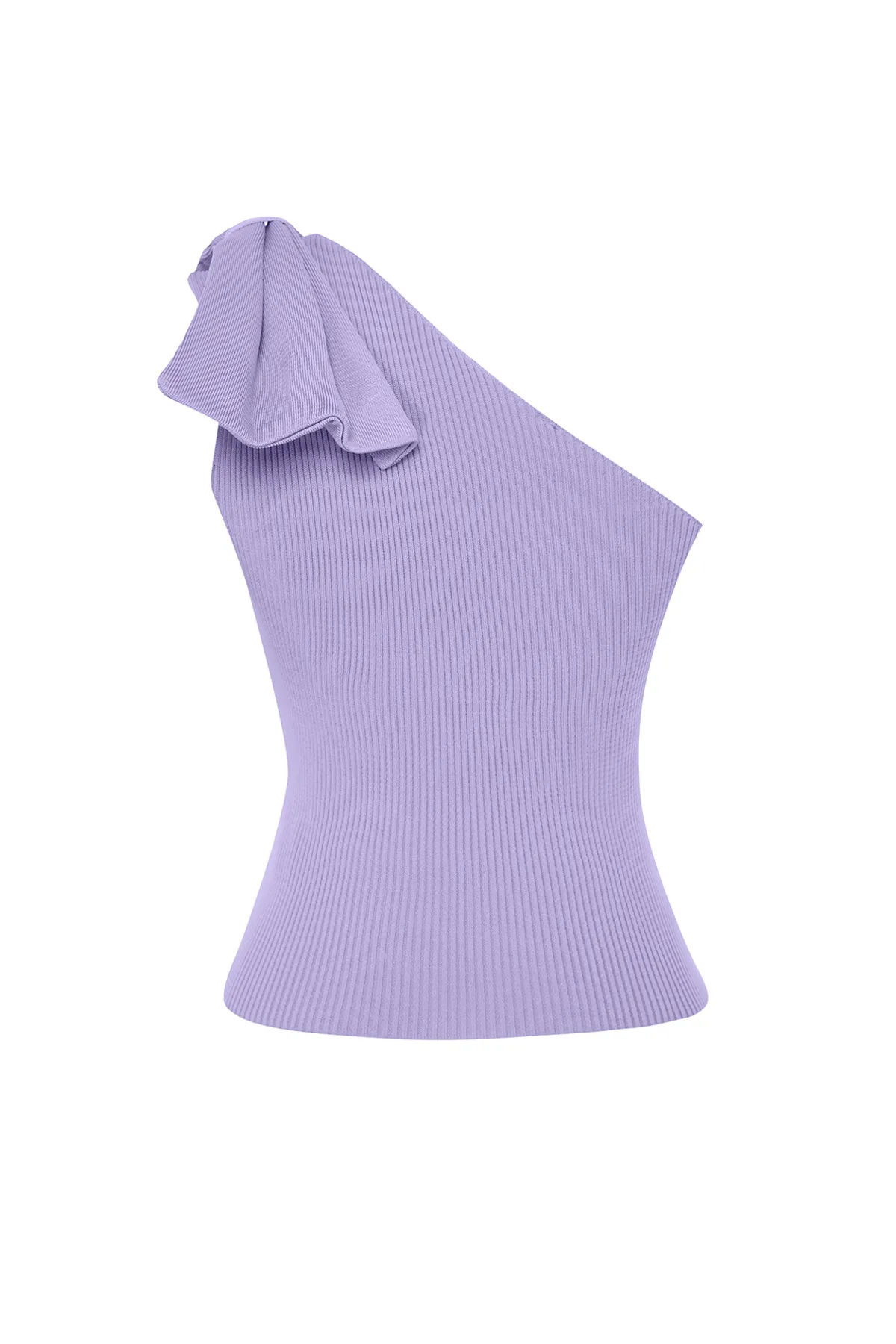 Trendyol Collection  Lila Strickbluse mit Schleife und einem Ärmel TPRSS22BZ0166