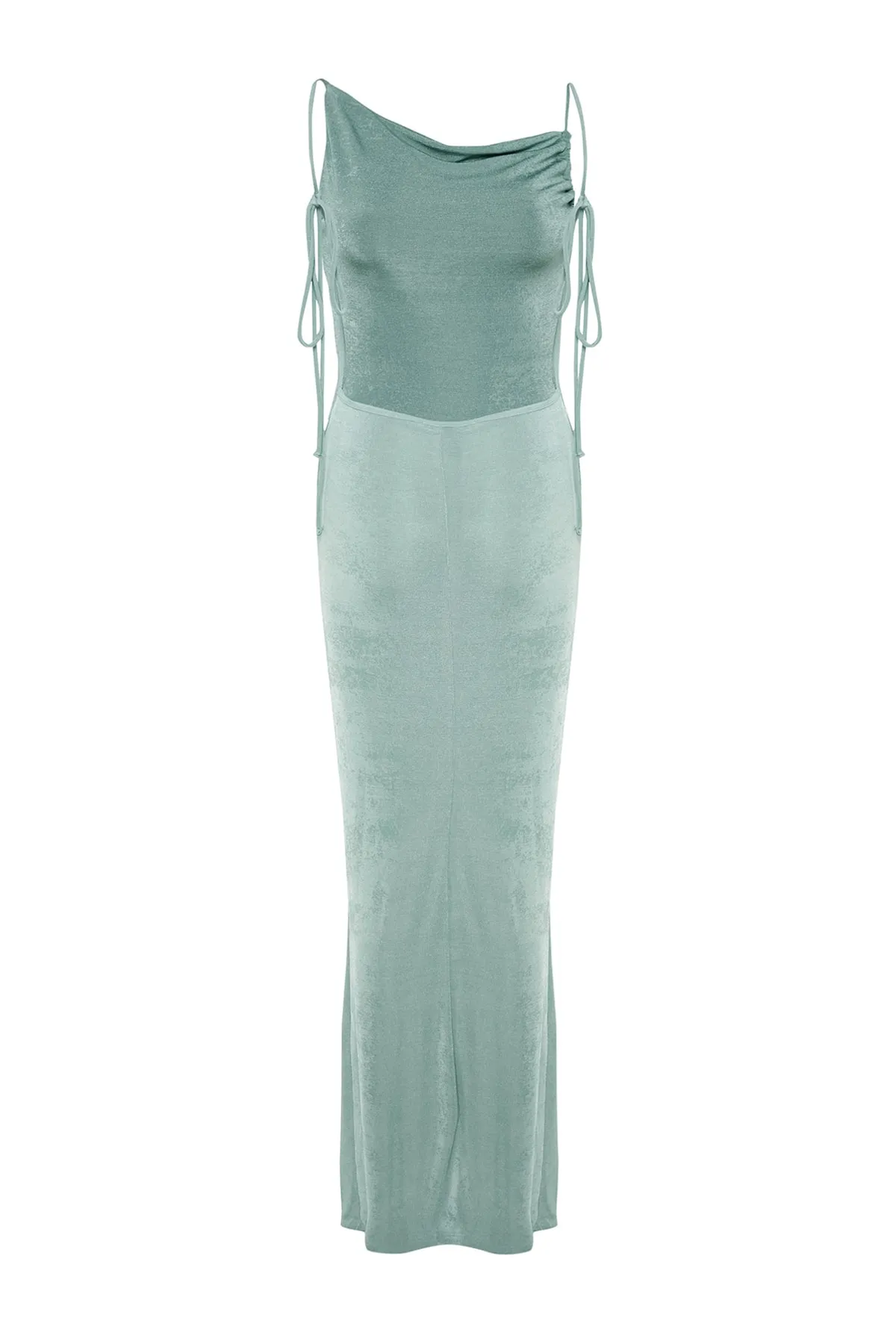 Trendyol Collection  Mintgrünes langes Abendkleid aus Strick TPRSS23AE00057