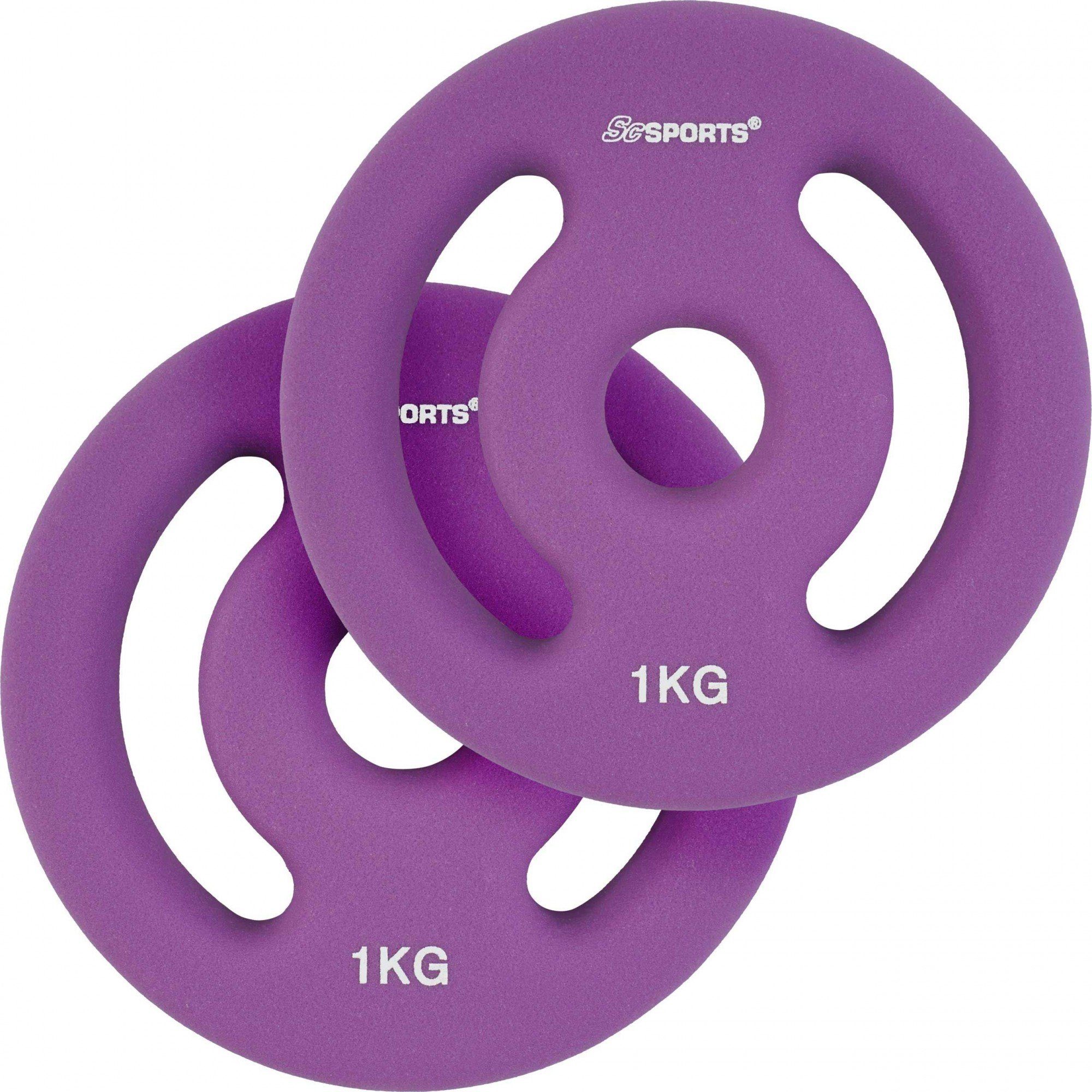 ScSPORTS® Hantelscheiben Set 2x1 2x2 2x3 2x4 2x5kg 30mm Neopren Gewichtsscheiben, 2 kg, (2-tlg)