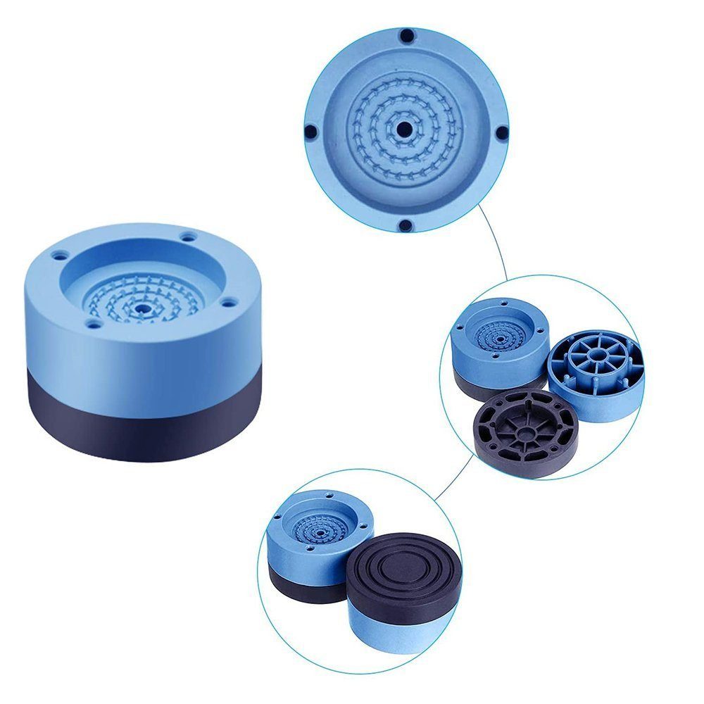 TUABUR Waschmaschinenuntergestell 4 Waschmaschinenfüße mit Anti-Rutsch- und Anti-Vibrations-Pads (4 cm)