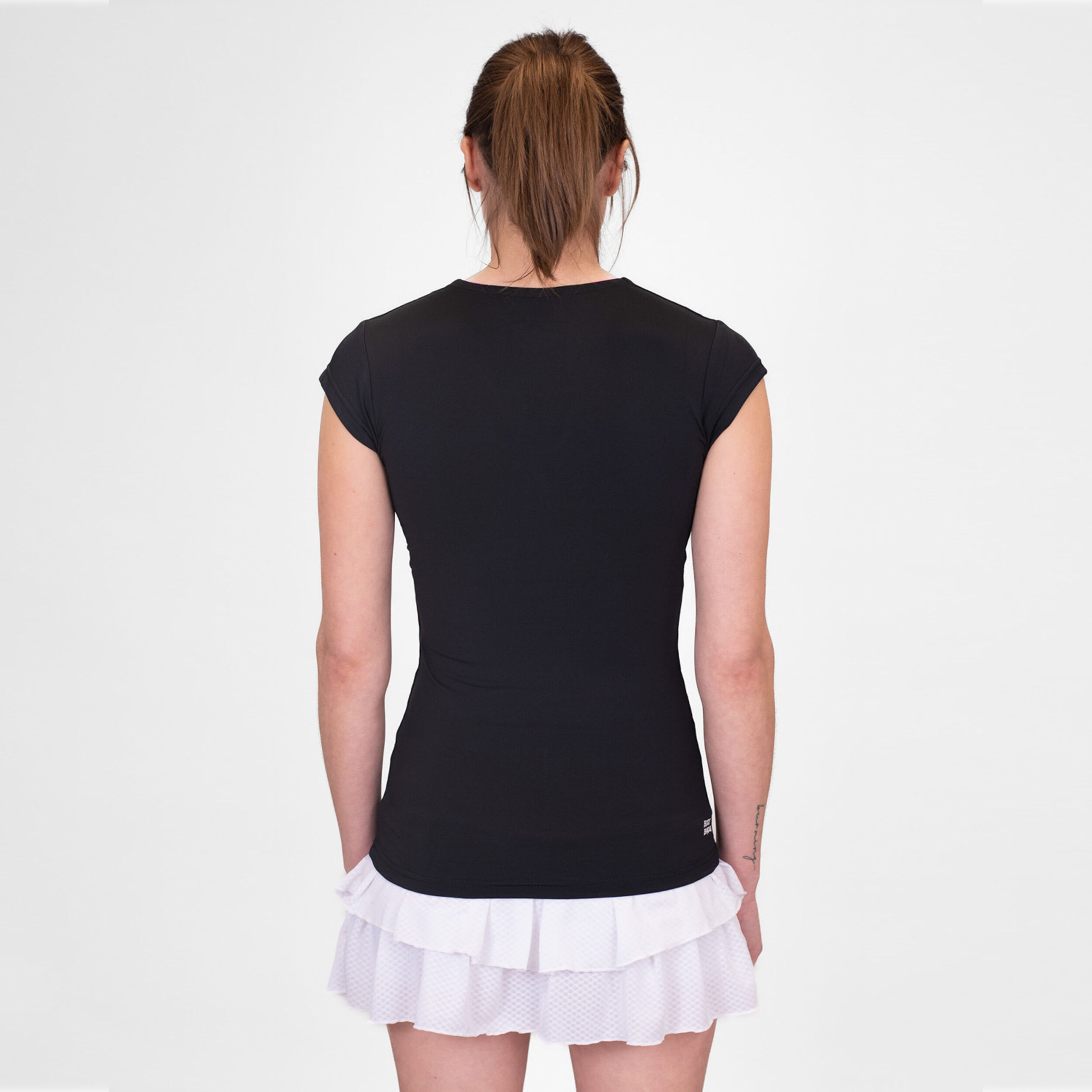 Crew V-Neck T-Shirt Damen - Schwarz