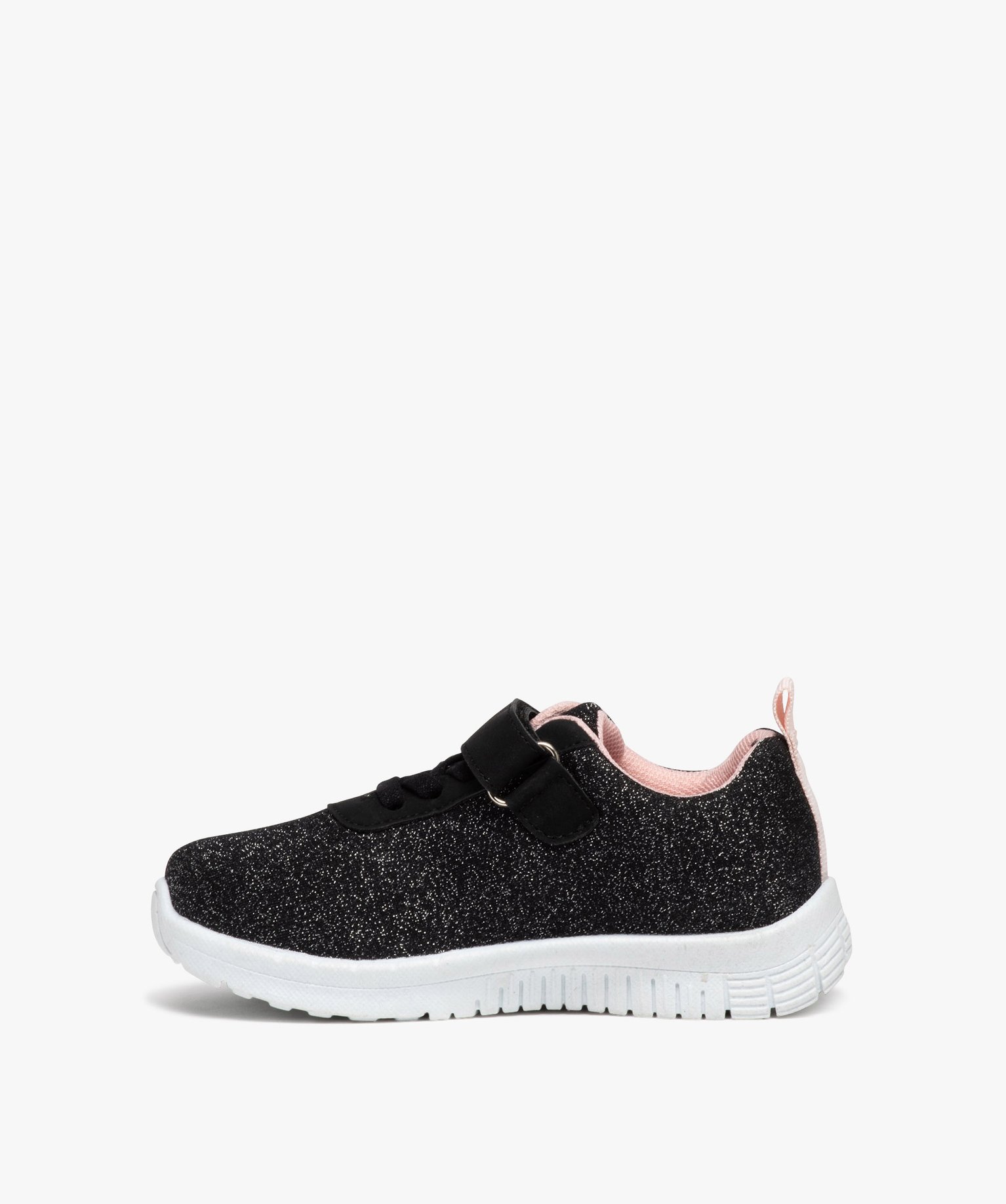 Baskets fille en toile pailletée avec scratch noir | GEMO