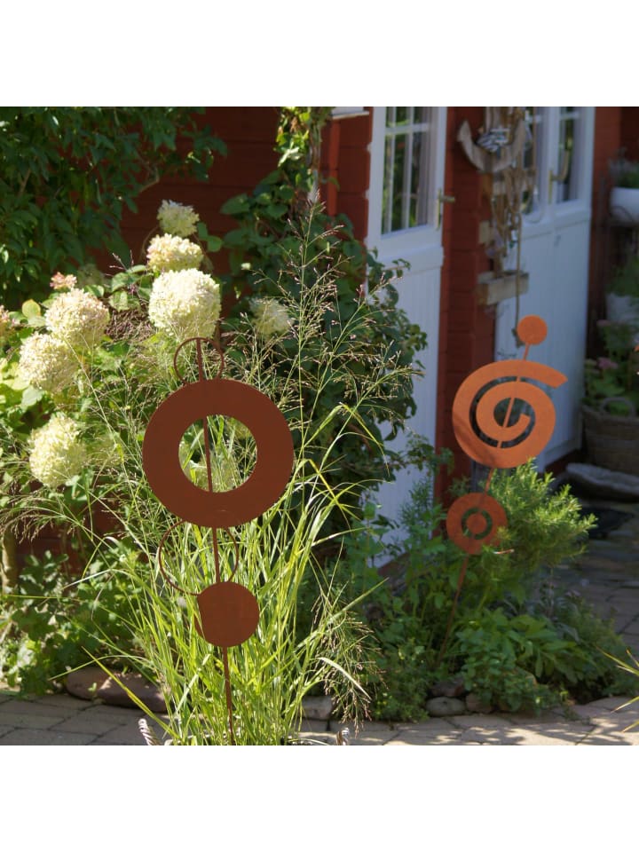 UNUS Gartenstecker Rost Stab mit Kreisen in Braun günstig kaufen onesize