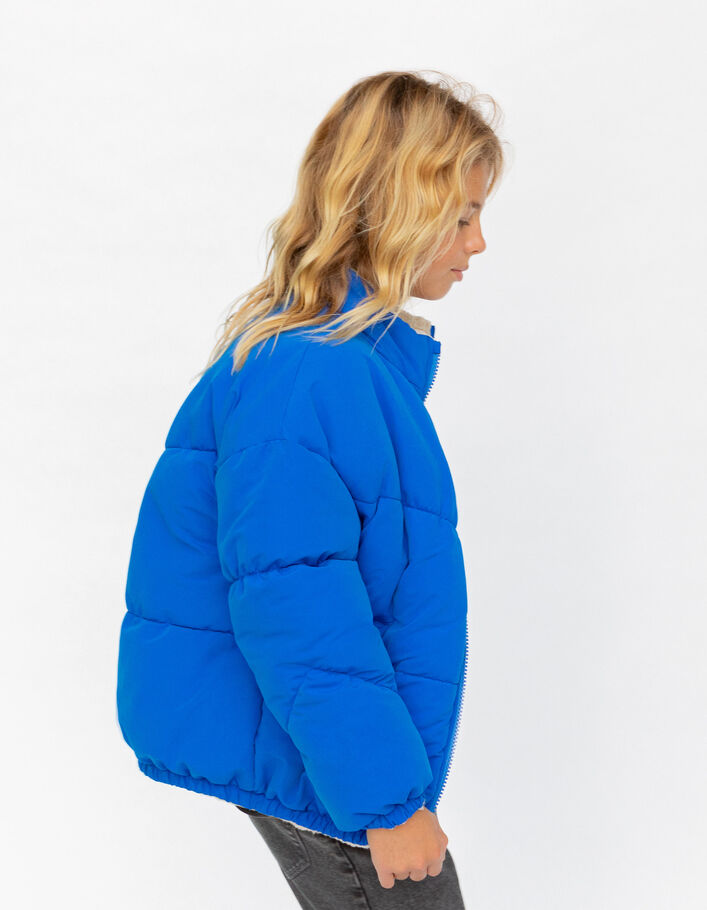 Doudoune réversible bleue et Sherpa écru fille