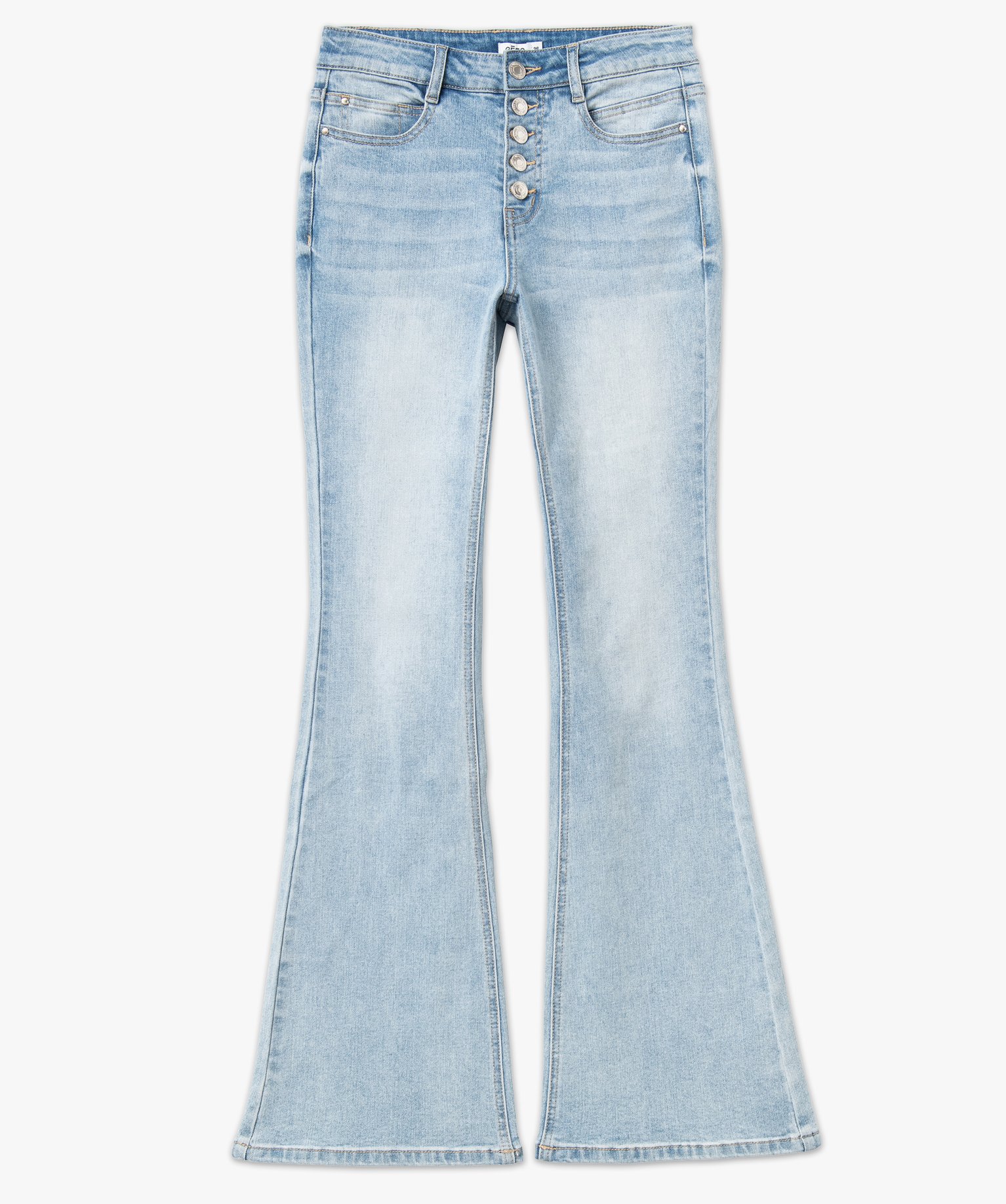 Jean Bootcut délavé avec braguette boutons femme stone | GEMO