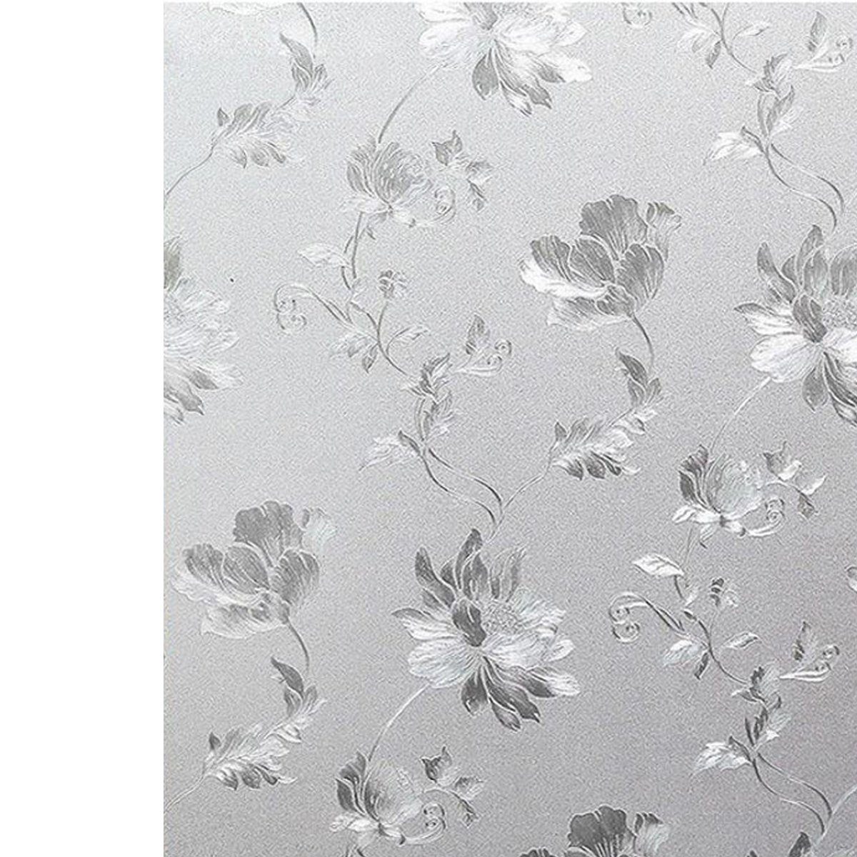 Fensterfolie Blumen Gefrostete Fensterfolie Statische,für Fenster Selbstklebend, ZmdecQna