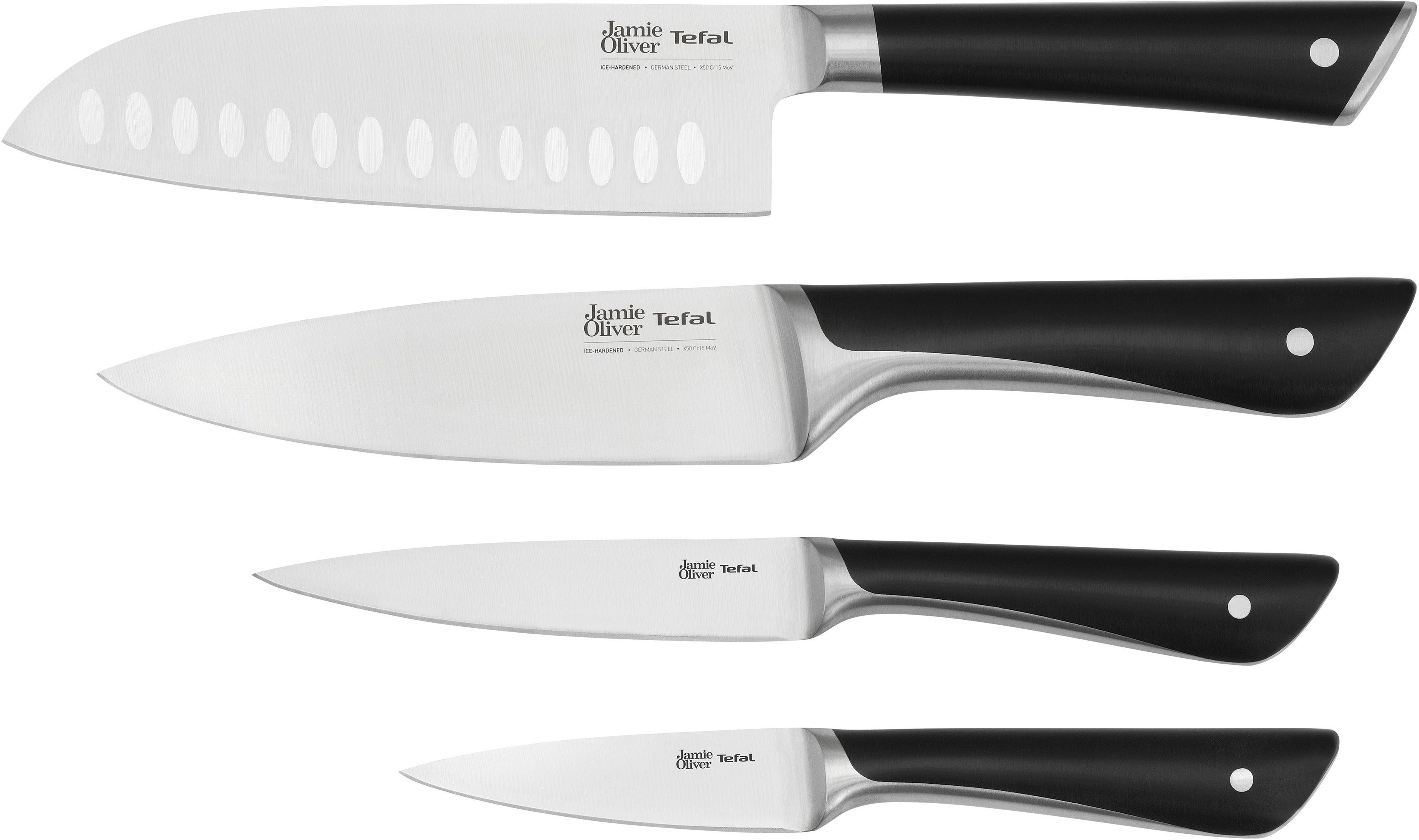 Tefal Messer-Set K267S4 Jamie Oliver (Set, 4-tlg), hohe Leistung, unverwechselbares Design, widerstandsfähig/langlebig