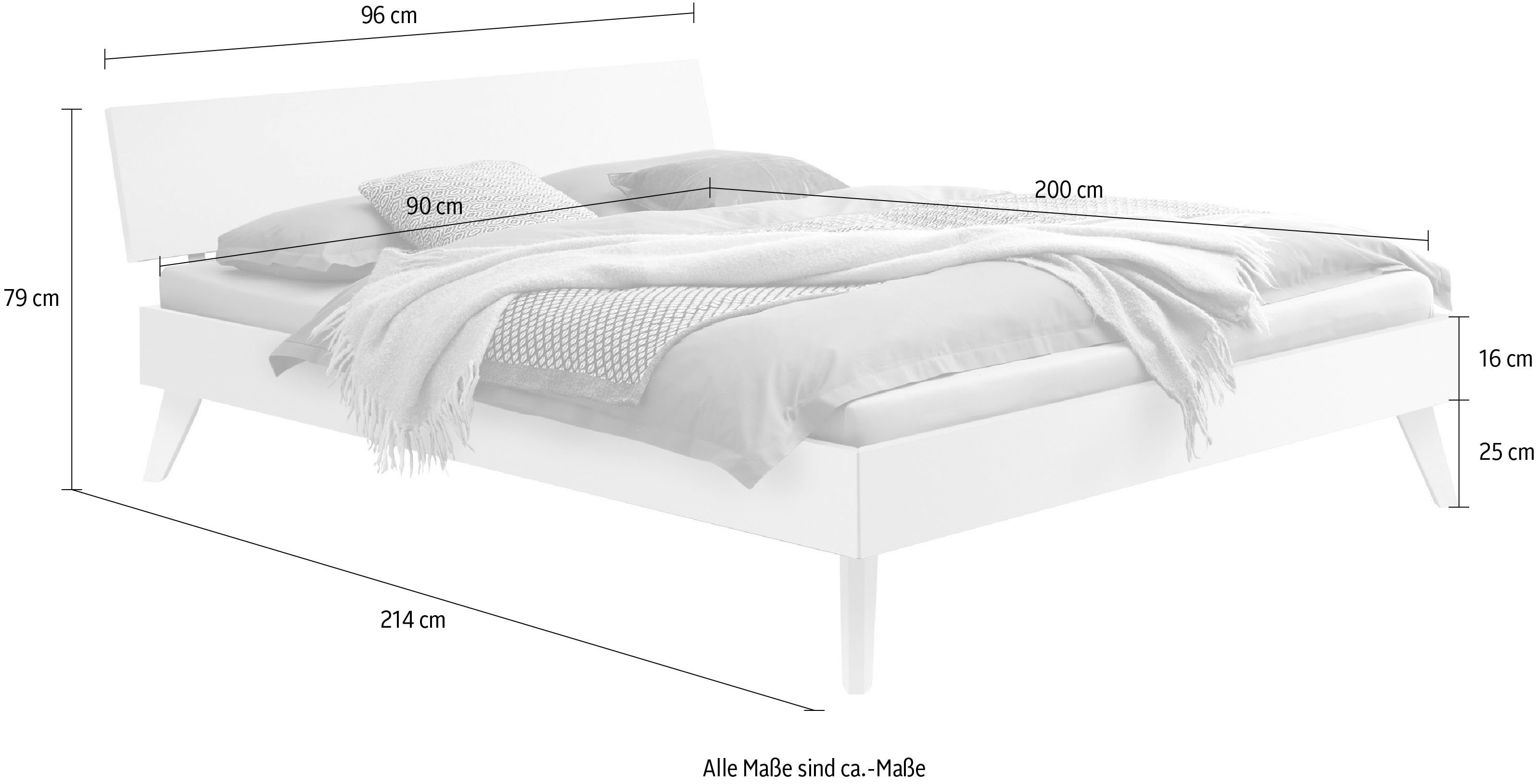 HASENA Massivholzbett Ancona, Fußhöhe 25 cm