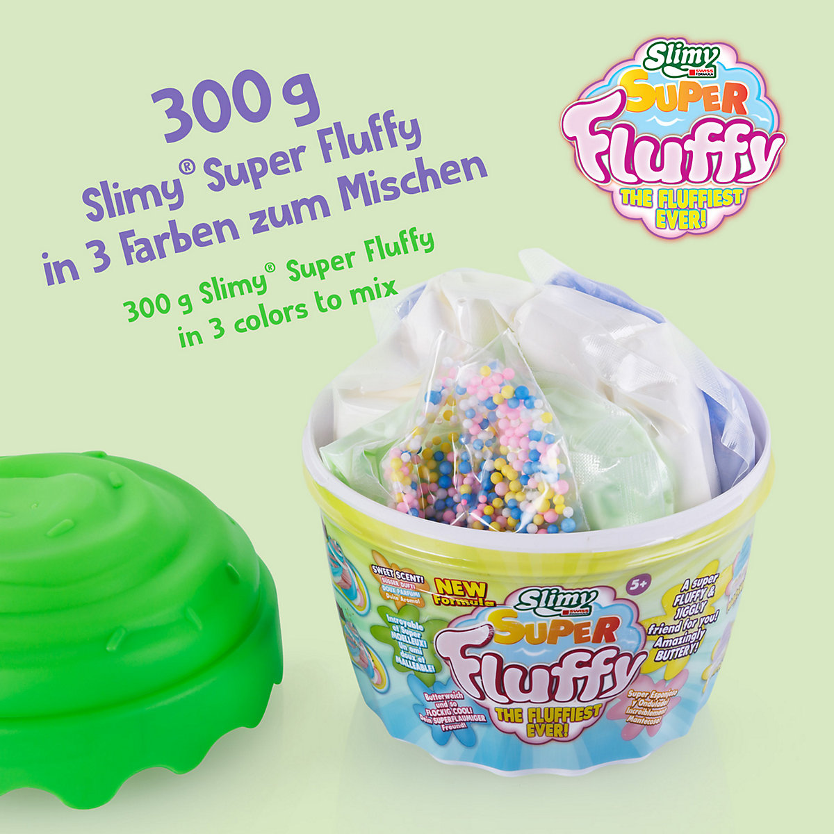 SLIMY® Super Fluffy 300g Spielmasse im Cup Cake-Becher - der flaumigste Original Slimy Slime, lustig duftende Schleim Knete für Kinder
