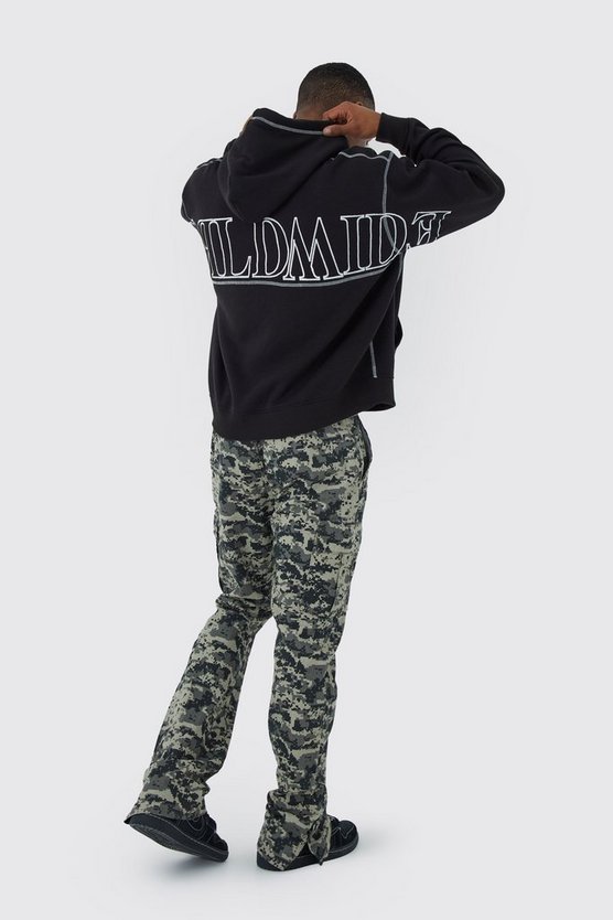 Oversize Worldwide Hoodie mit Kontrast-Naht