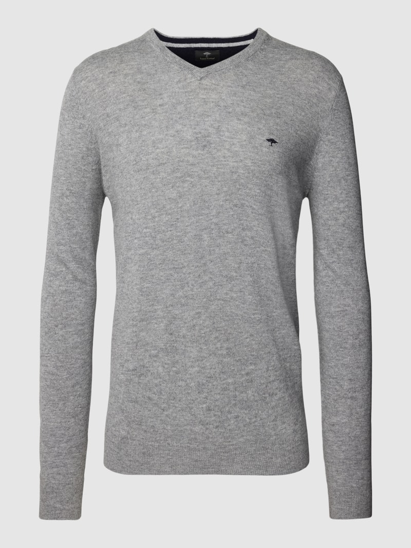 Strickpullover mit Logo-Stitching in silber