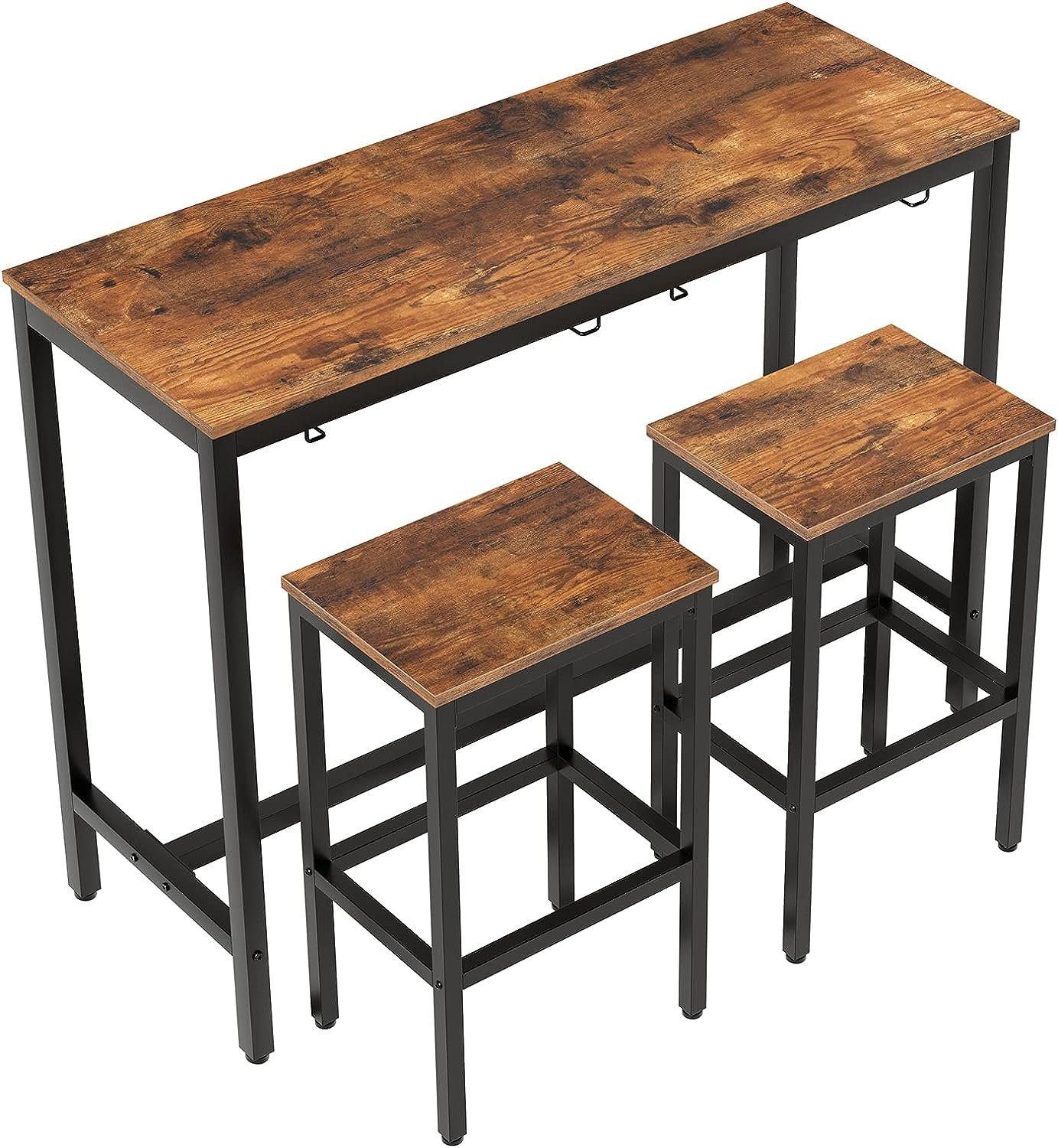Hoobro Bartisch Bartisch mit Barhocker Set, 100 cm rechteckiger Stehtisch Esstisch-Set