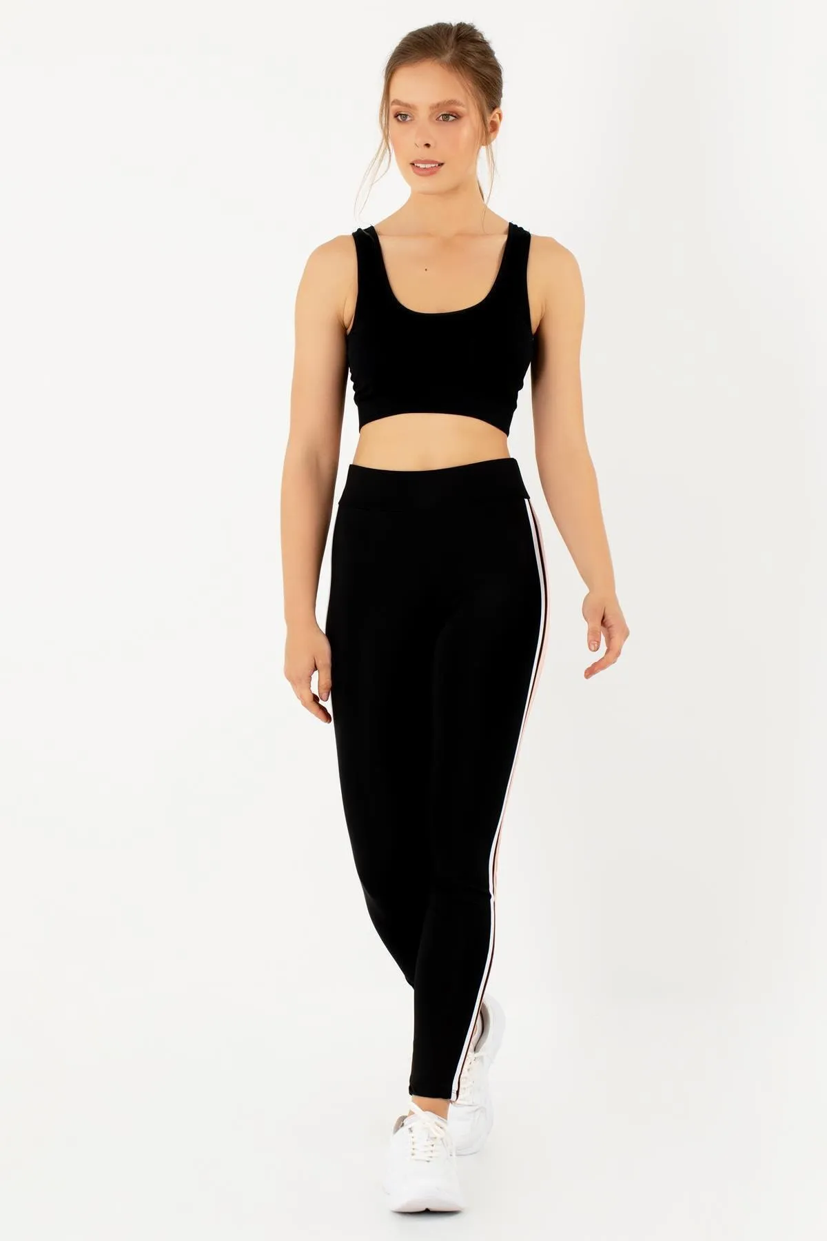 Doremi  Schwarze Active Sportive Doppelstreifen-Strumpfhose für Damen