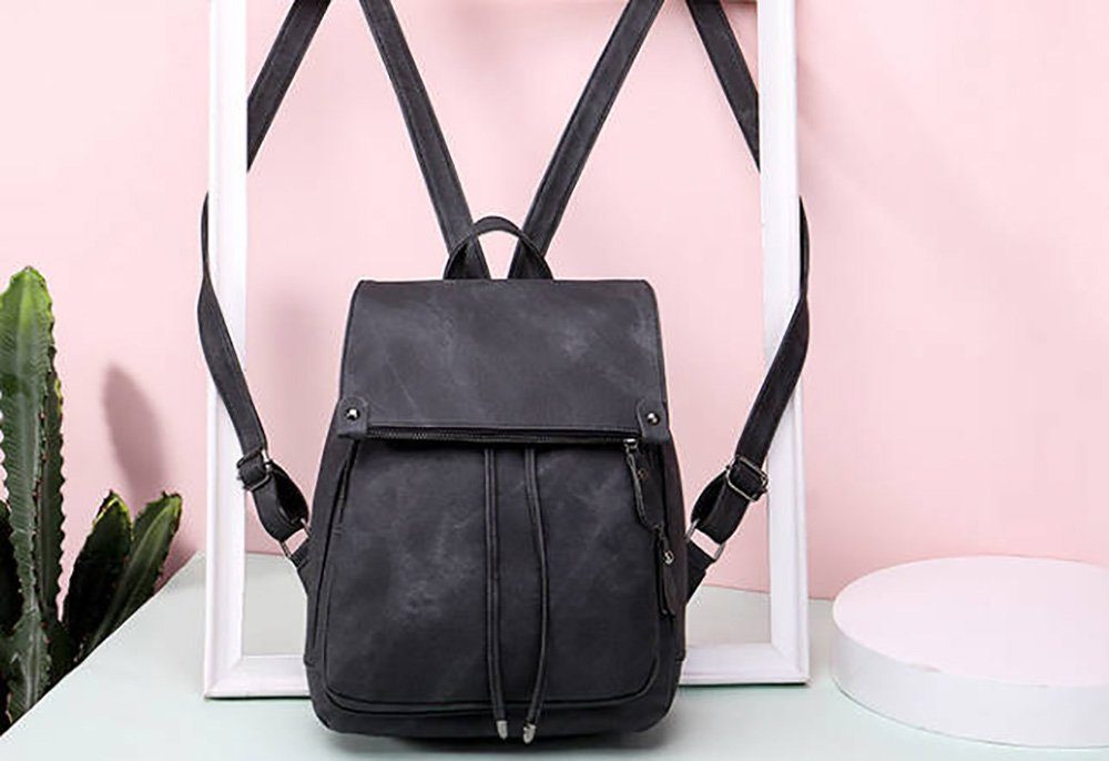 Deliana.bag Freizeitrucksack Mode Echtes Leder Damen Rucksack, Reisetasche,Niedliche Mini Rucksäcke (Set, 1 Stück), Mit Fach, Fronttasche, Rucksack