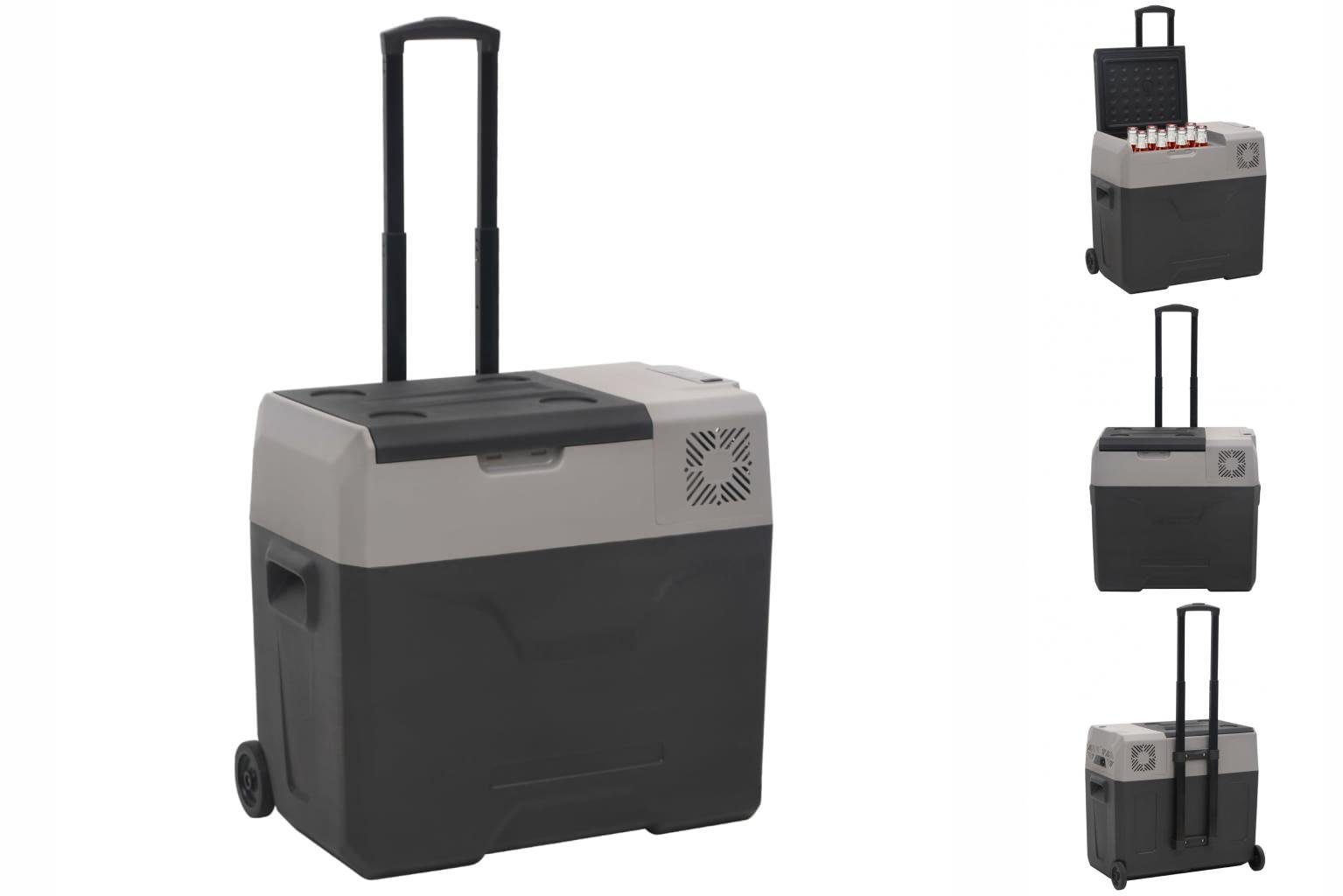 vidaXL Kühlbox Kompressor Kühlbox mit Rollen und Griff Schwarz Grau 40 L Camping Va