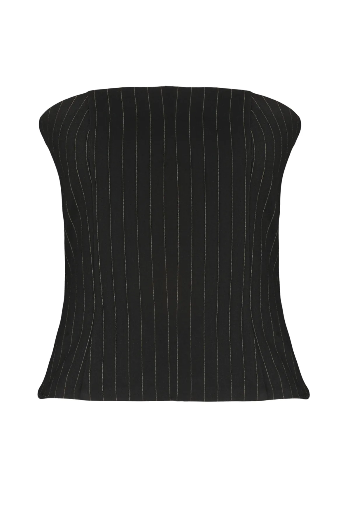 Trendyol Collection  Schwarzes, figurbetontes, glänzendes Crop-Bustier TPRAW24BS00020