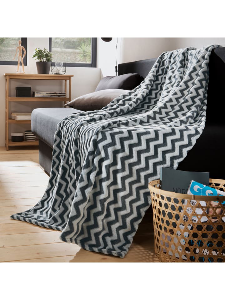 Erwin Müller Fleece Wohndecke 2er-Pack Prato in grau/silber günstig kaufen 150 x 200 cm