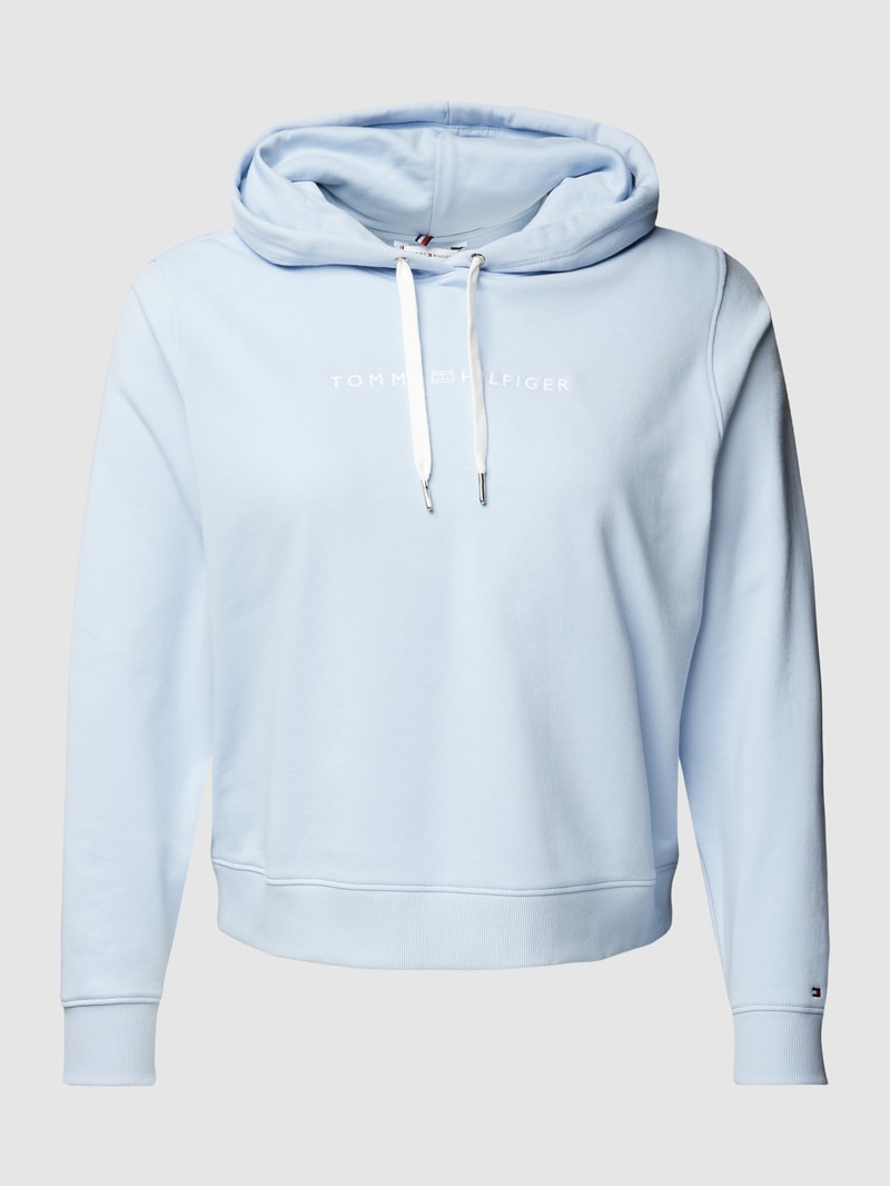 PLUS SIZE Hoodie mit Label-Stitching in hellblau