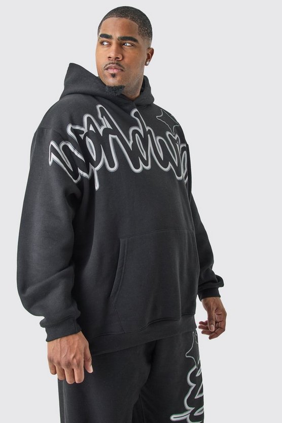 Plus Oversize Trainingsanzug mit Worldwide Graffiti Print