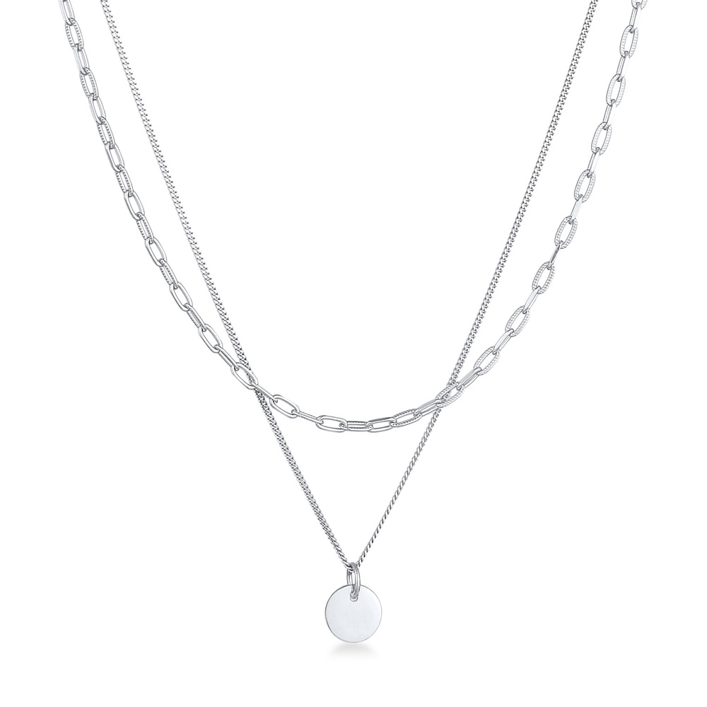 Elli Elli Collier Pendentif femme plaque de base couche en argent sterling 925 collier