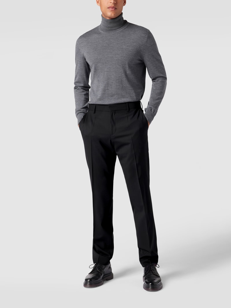 Slim Fit Anzughose aus Schurwoll-Mix Modell 'Genius' in schwarz