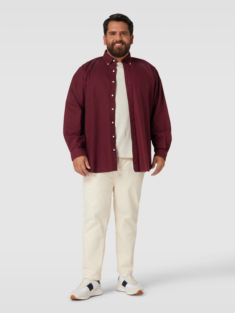 PLUS SIZE Freizeithemd mit Label-Stitching in bordeaux rot