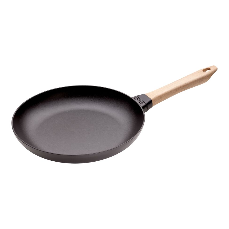 Bratpfanne mit Holzgriff, 28cm, schwarz 28 cm, Gusseisen, Schwarz