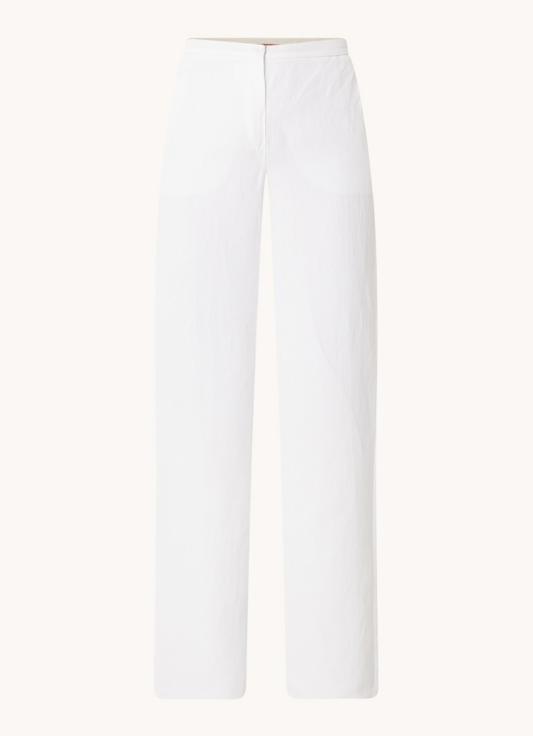 Pantaloni MaxMara Gary cu talie înaltă și croială largă, din amestec de in, cu buzunare laterale.