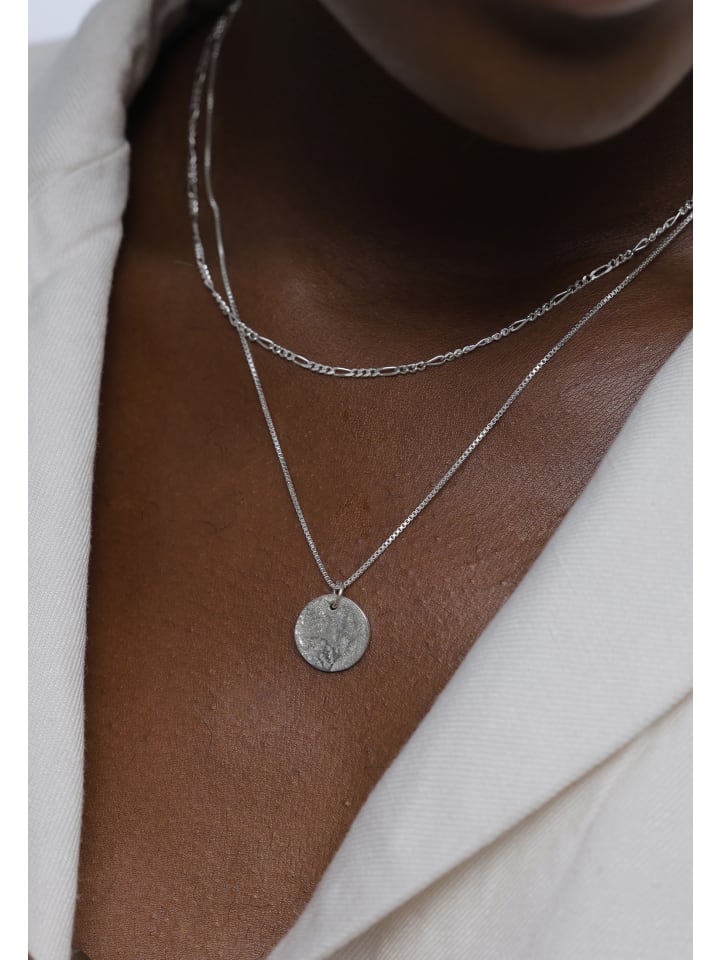 Elli Halskette 925 Sterling Silber Plättchen, Figaro in Silber günstig kaufen