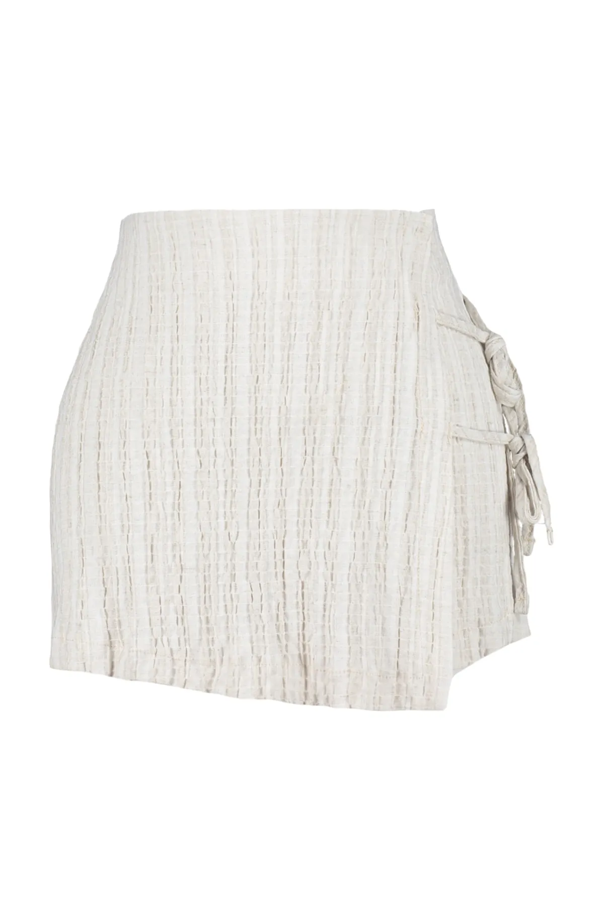 Trendyol Collection  Ecru gewebter, gebundener Shorts-Rock aus Leinenmischung TBESS23SR00044