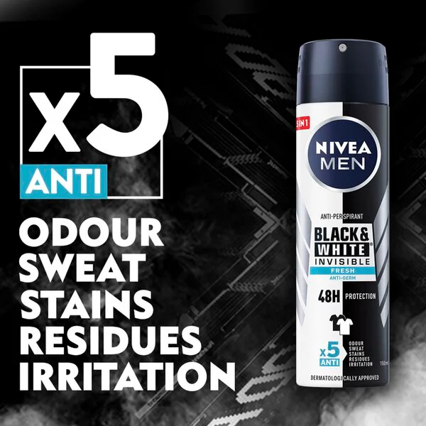 NIVEA Men Black & White Invisible Fresh izzadásgátló spray 150ml