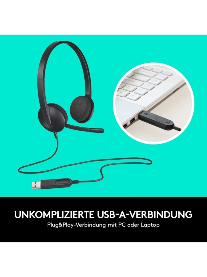 Logitech H340 Headset – Komfortabler Kopfhörer mit Mikrofon für in Schwarz günstig kaufen onesize
