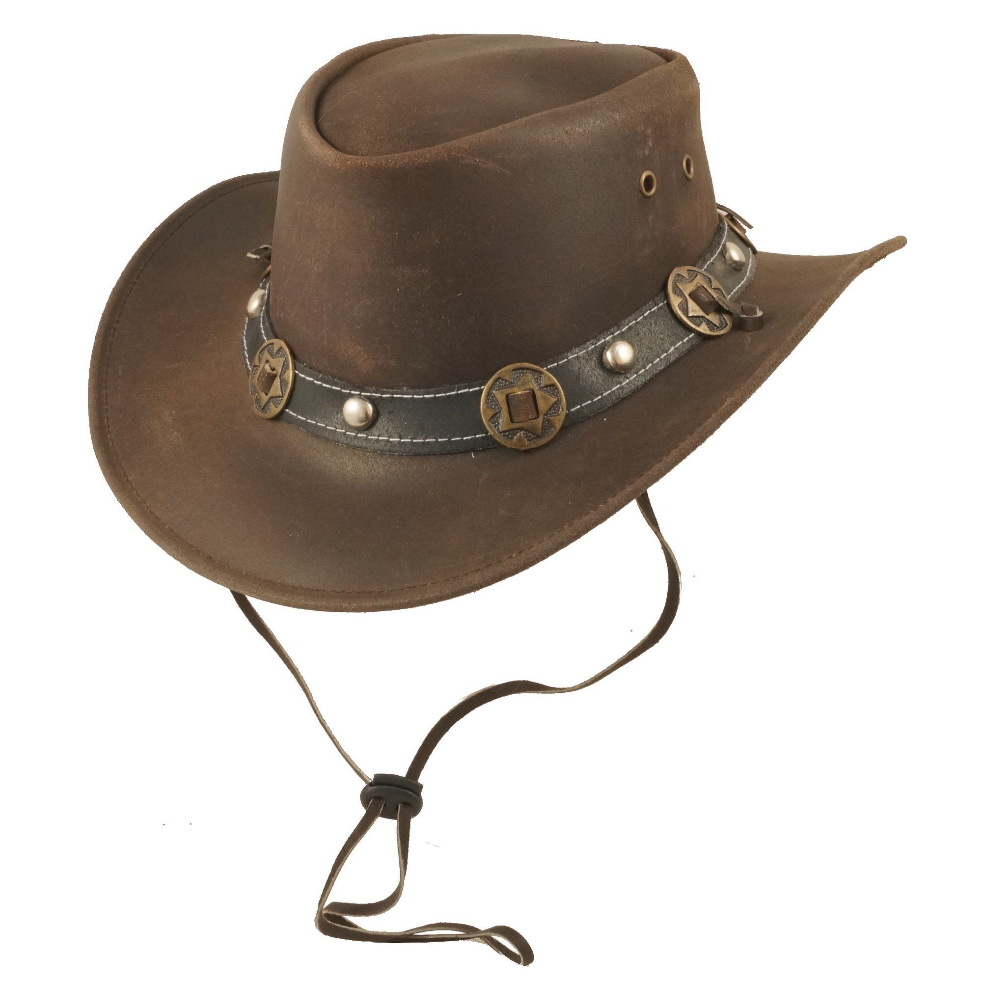 Scippis Cowboyhut Scippis Cowboyhut Conchos Echtleder braun Kinnriemen