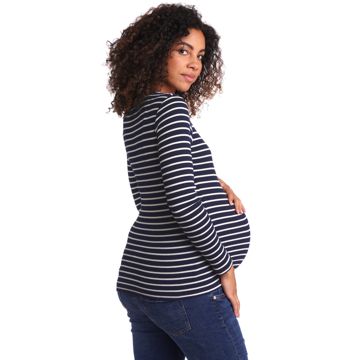 Damen Umstands-Langarmshirt im Ripp-Qualität