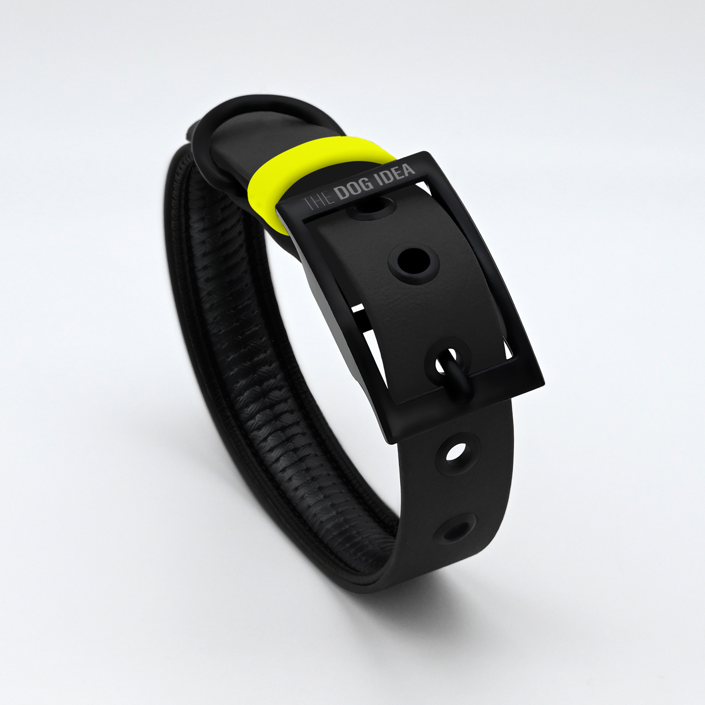 THE DOG IDEA Hundehalsbänder THE DOG IDEA Biothane Halsband Schwarz neon gelb M
