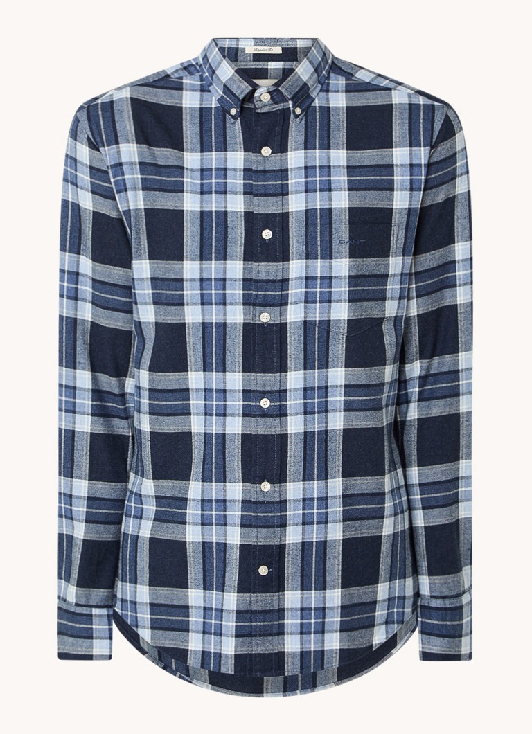 Gant Tartan regulāra piegriezuma krekls ar rūtainu rakstu un krūšu kabatu