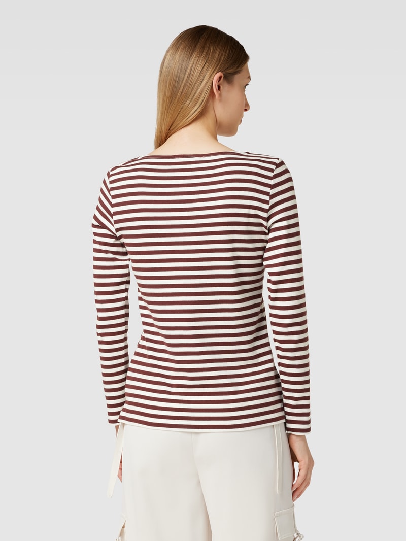 Longsleeve mit Streifenmuster in mittelbraun